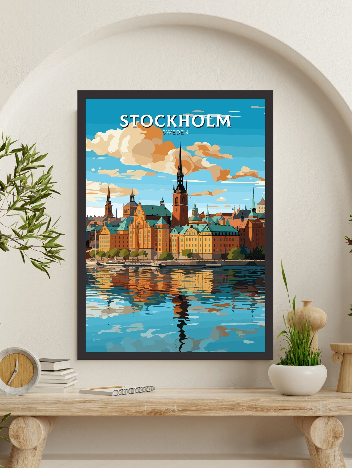 Stockholm Old Town Print | Stockholm Travel Poster | Stockholm Illustration | Sweeden Print | Sweeden Home Décor | Sweeden Poster | ID 718