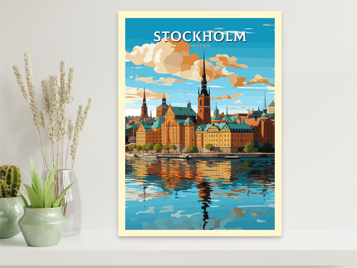 Stockholm Old Town Print | Stockholm Travel Poster | Stockholm Illustration | Sweeden Print | Sweeden Home Décor | Sweeden Poster | ID 718