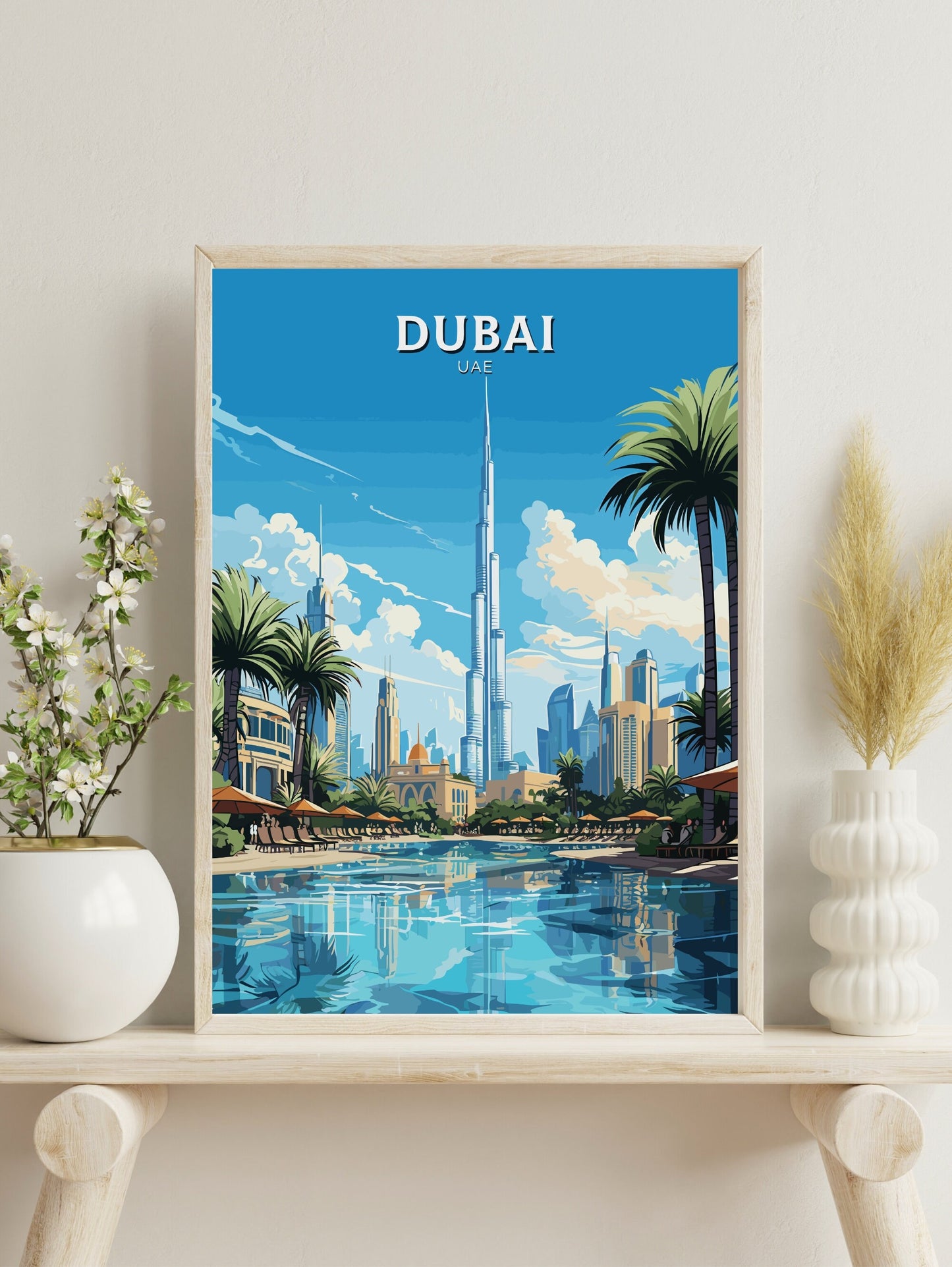 Dubai Poster | Dubai Print | Dubai Illustration | Dubai Wall Art | Dubai UAE | Dubai Home Decor | Burj Khalifa Print | ID 720