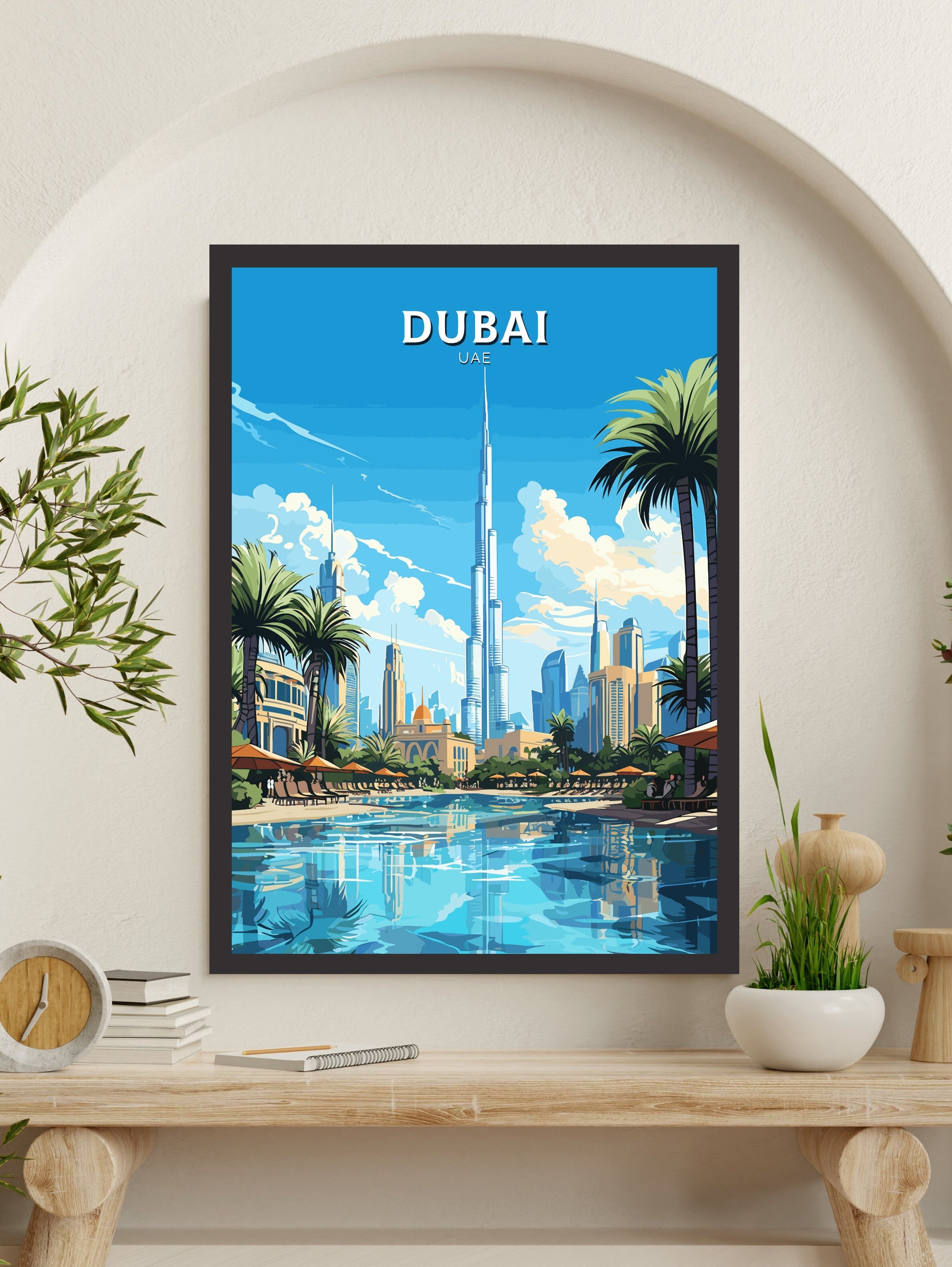 Dubai Poster | Dubai Print | Dubai Illustration | Dubai Wall Art | Dubai UAE | Dubai Home Decor | Burj Khalifa Print | ID 720