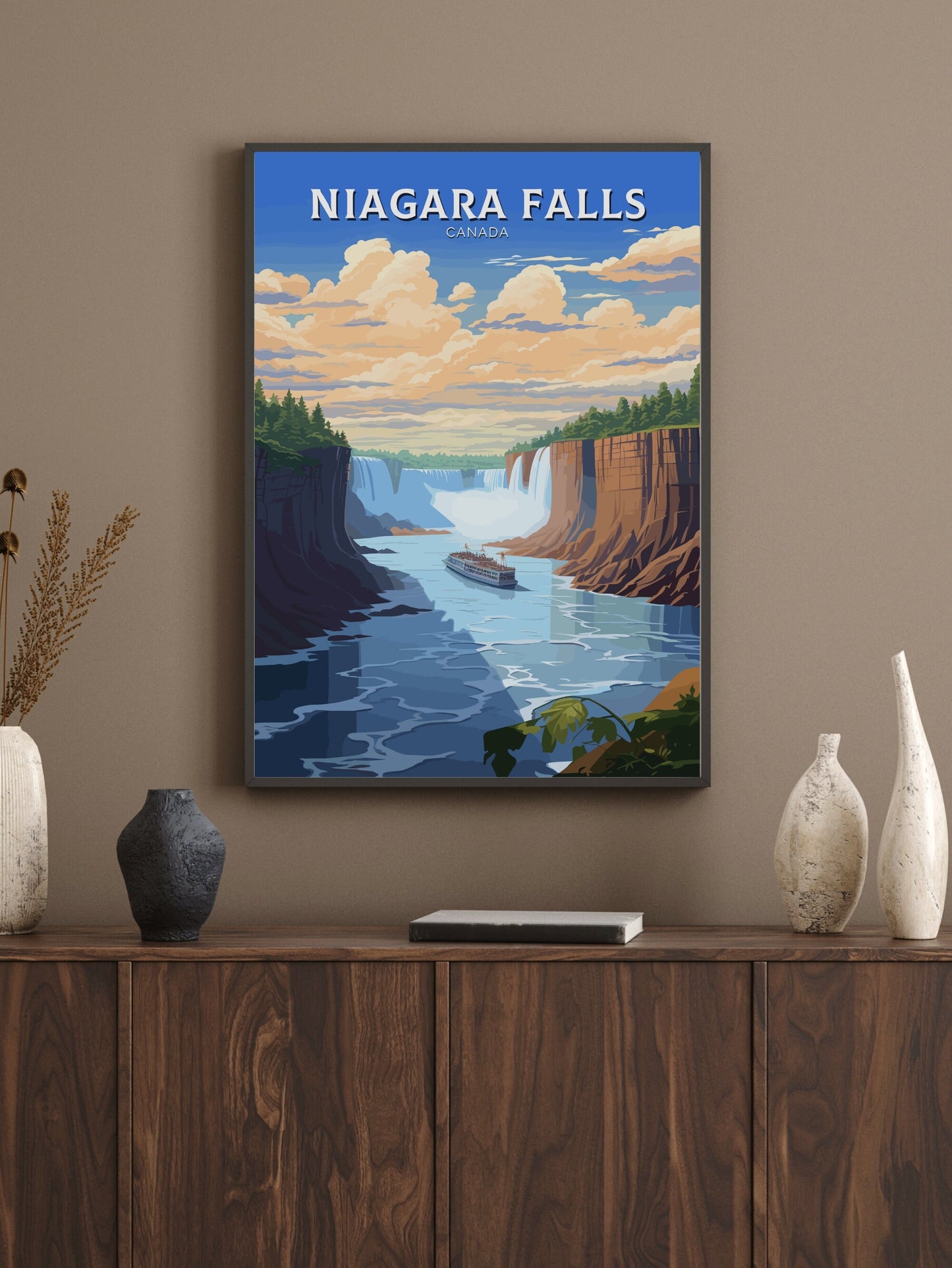 Niagara Falls Poster | Niagara Falls Travel Print | Illustration | Niagara Falls Art | Niagara Falls Landscape | Canada Print | ID 721