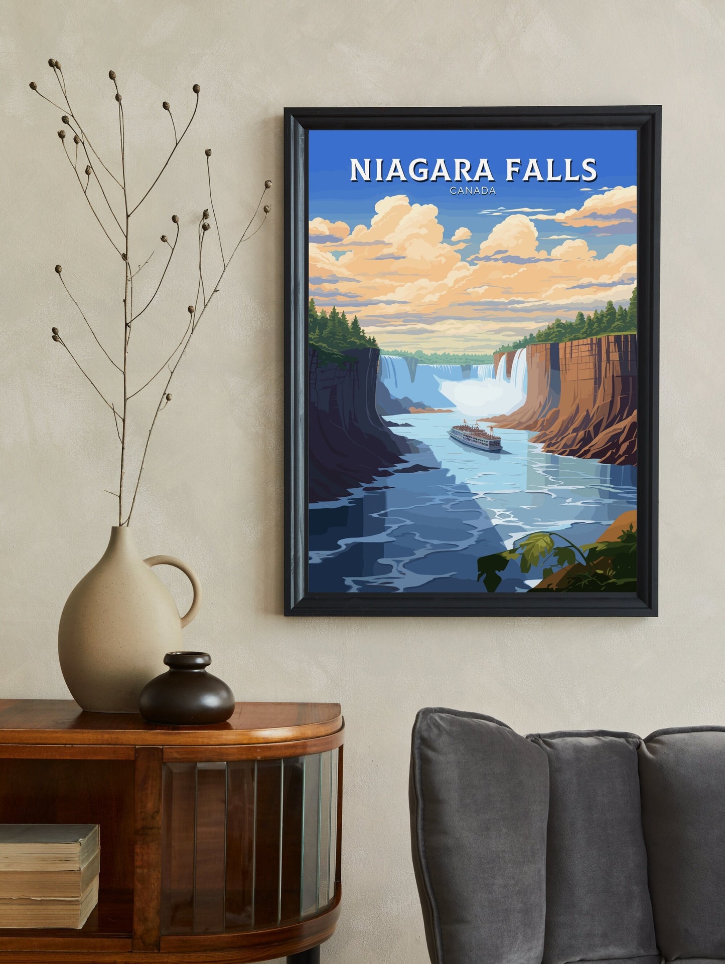 Niagara Falls Poster | Niagara Falls Travel Print | Illustration | Niagara Falls Art | Niagara Falls Landscape | Canada Print | ID 721