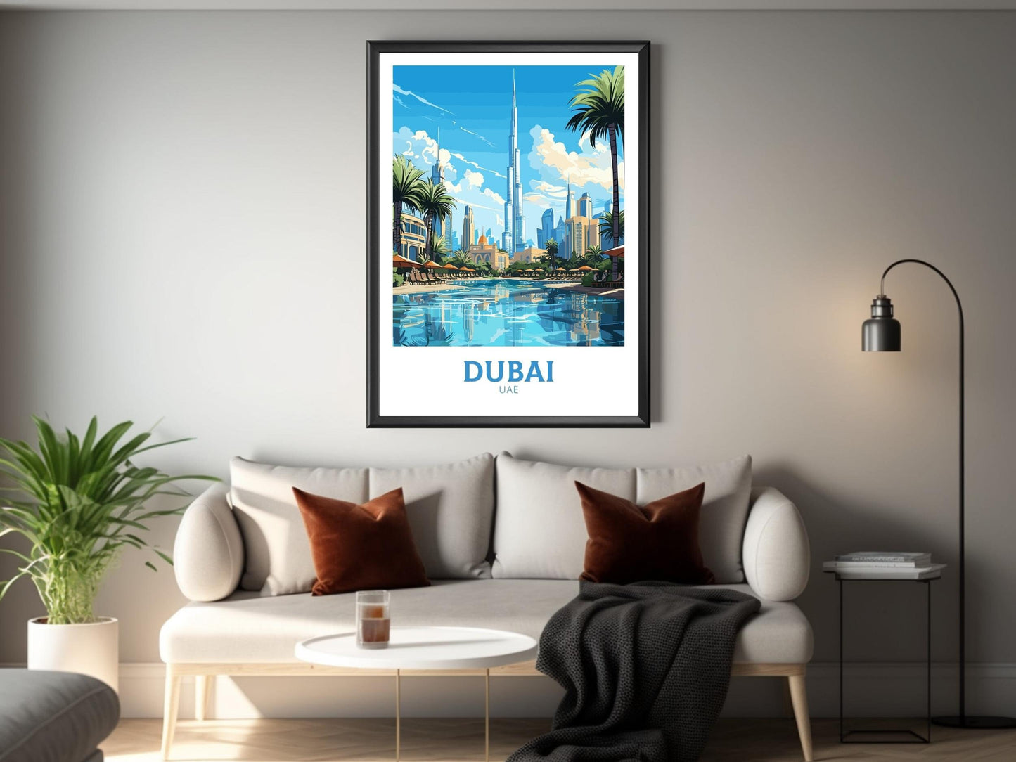 Dubai Illustration | Dubai Poster | Dubai Print | Dubai Wall Art | Dubai UAE | Dubai Home Decor | Burj Khalifa Print | ID 722