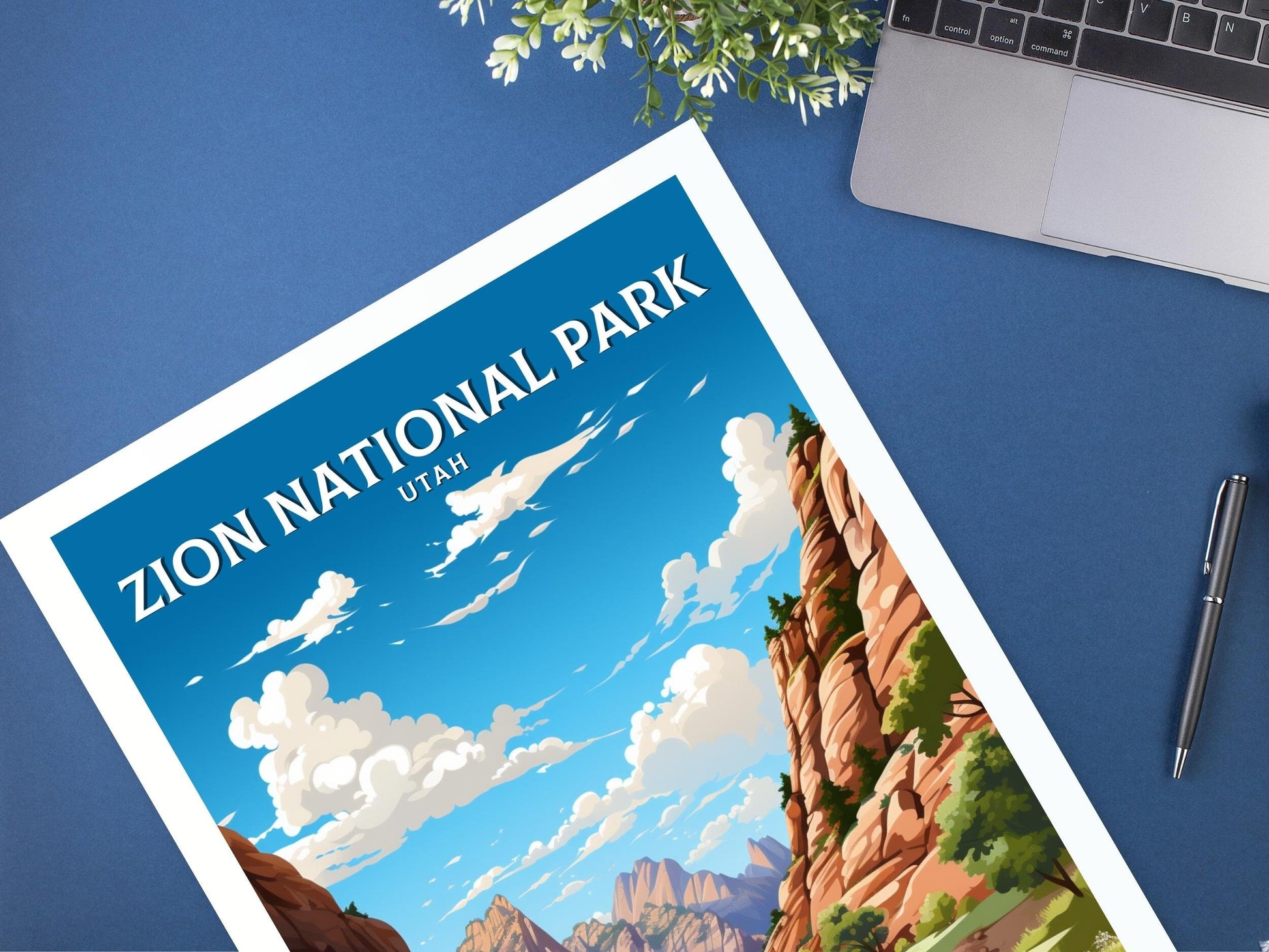 Zion National Park Utah Travel Print | Zion National Park Illustration | Zion Park Wall Art | Utah Print | Zion National Park | ID 023