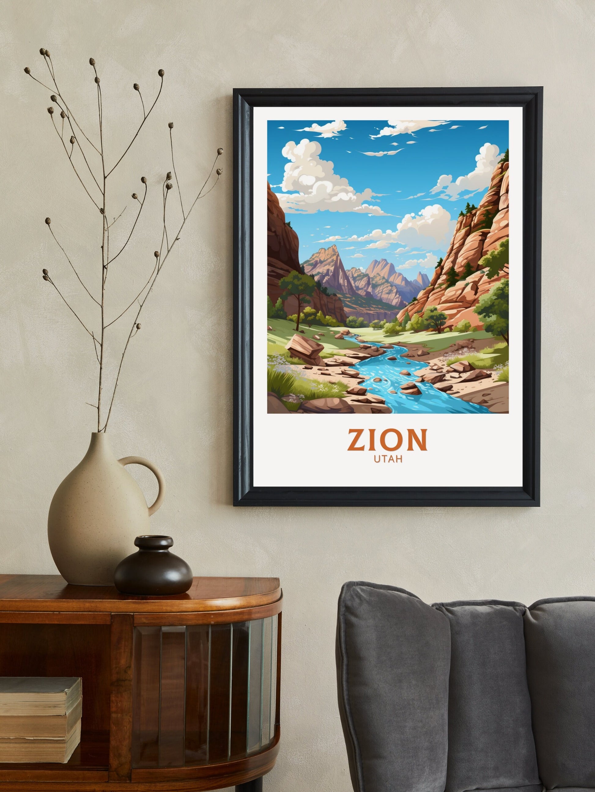 Zion National Park Poster | Zion National Park Illustration | Zion Park Wall Art | Utah Print | Zion National Park Print | ID 539