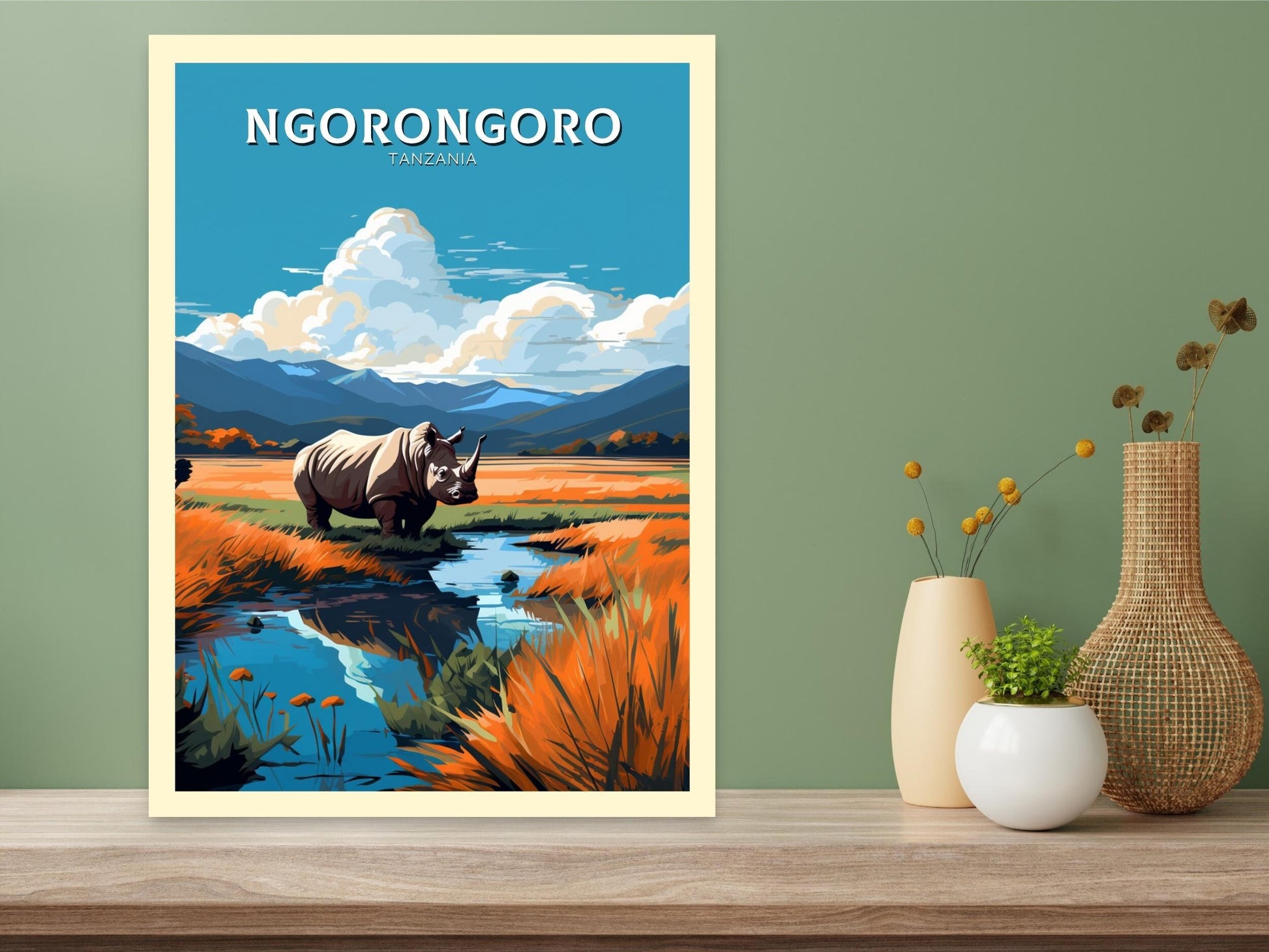 Ngorongoro Travel Print | Tanzania Wall Art | Tanzania Poster | Africa Poster | Ngorongoro Travel Poster | Ngorongoro Art | ID 540