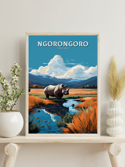 Ngorongoro Travel Print | Tanzania Wall Art | Tanzania Poster | Africa Poster | Ngorongoro Travel Poster | Ngorongoro Art | ID 540