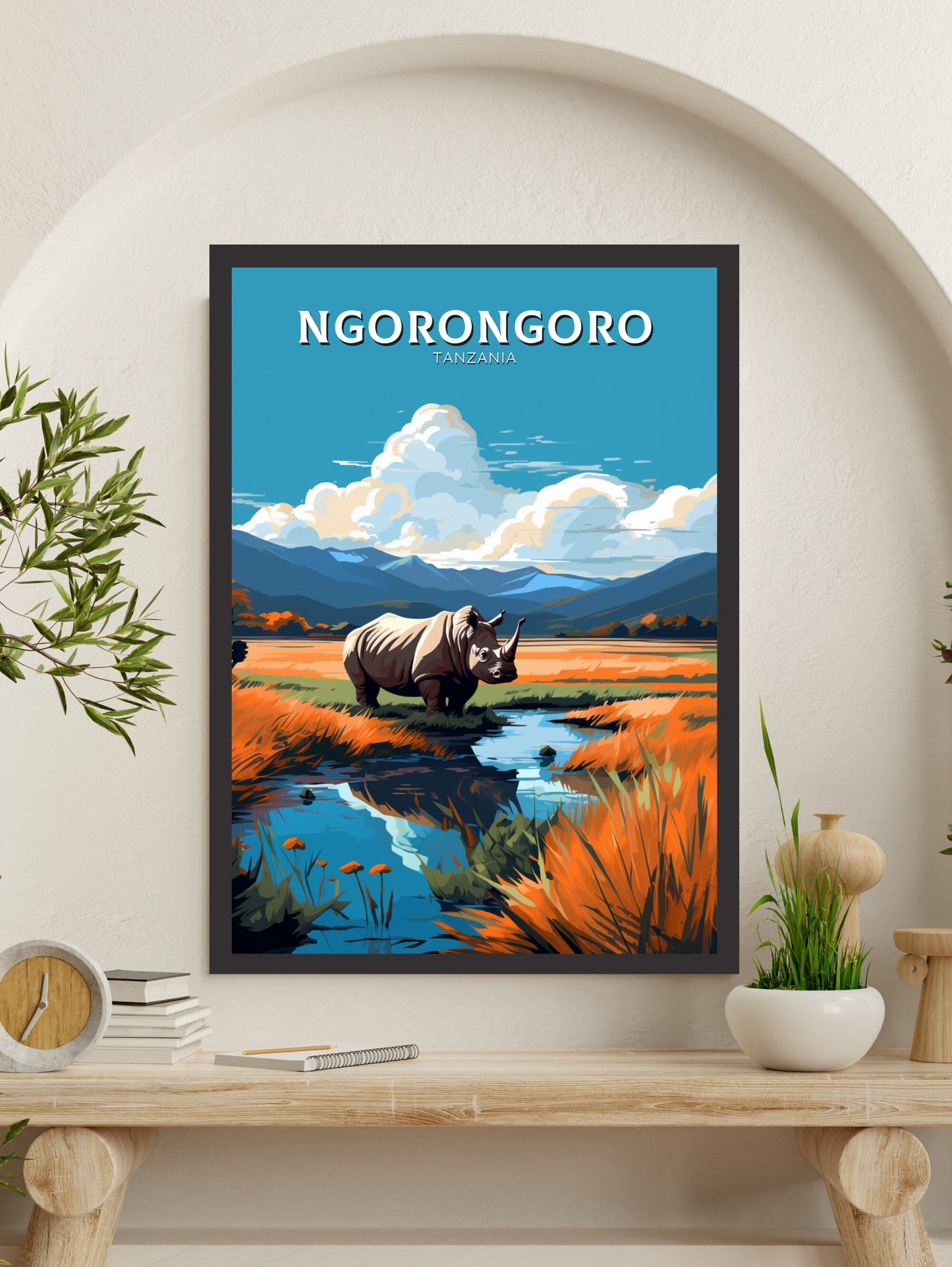 Ngorongoro Travel Print | Tanzania Wall Art | Tanzania Poster | Africa Poster | Ngorongoro Travel Poster | Ngorongoro Art | ID 540