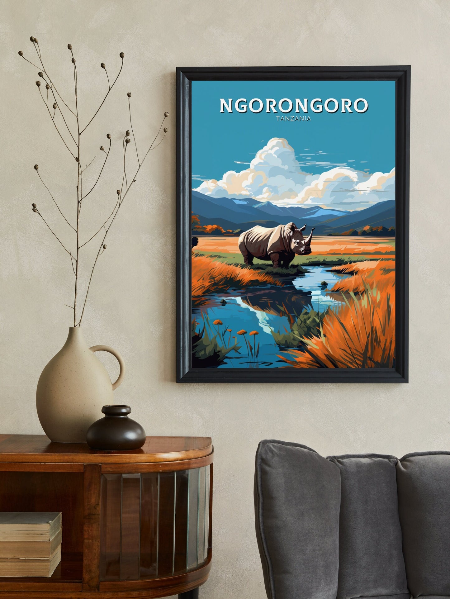 Ngorongoro Travel Print | Tanzania Wall Art | Tanzania Poster | Africa Poster | Ngorongoro Travel Poster | Ngorongoro Art | ID 540