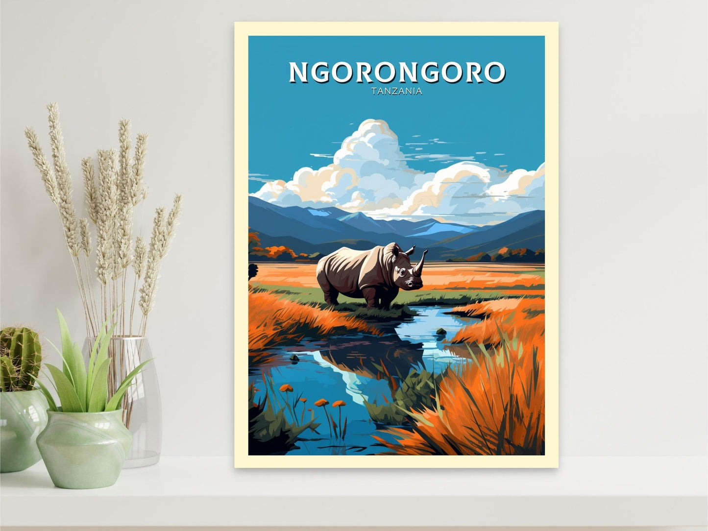 Ngorongoro Travel Print | Tanzania Wall Art | Tanzania Poster | Africa Poster | Ngorongoro Travel Poster | Ngorongoro Art | ID 540