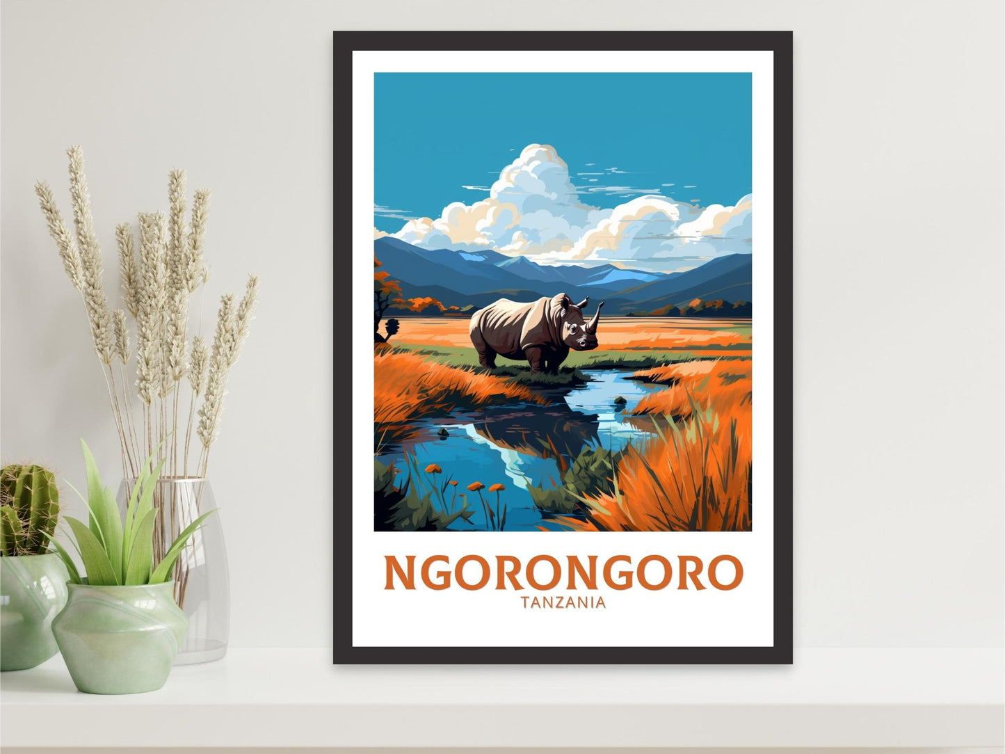 Ngorongoro Poster | Tanzania Wall Art | Tanzania Poster | Africa Poster | Ngorongoro Travel Print | Ngorongoro Art | ID 541