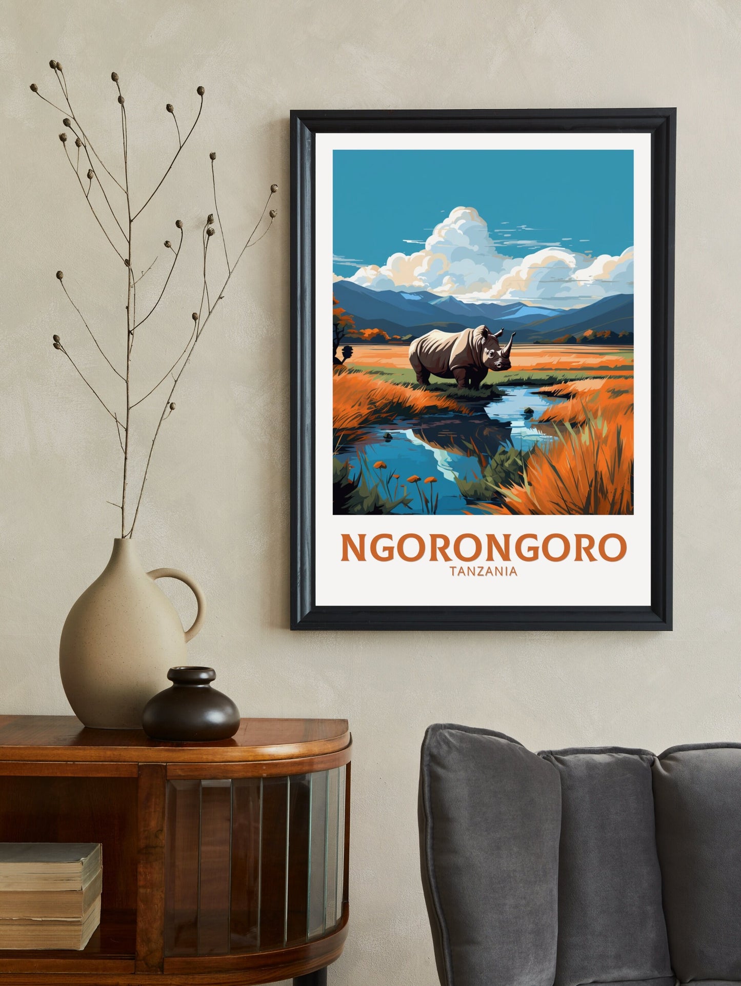 Ngorongoro Poster | Tanzania Wall Art | Tanzania Poster | Africa Poster | Ngorongoro Travel Print | Ngorongoro Art | ID 541