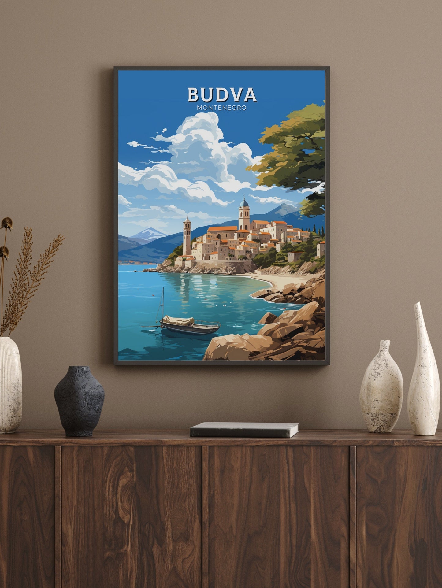 Budva Poster | Budva Travel Print | Travel Gifts | Montenegro Print | Budva Wall Art | Housewarming Gift | Budva Montenegro ID 724