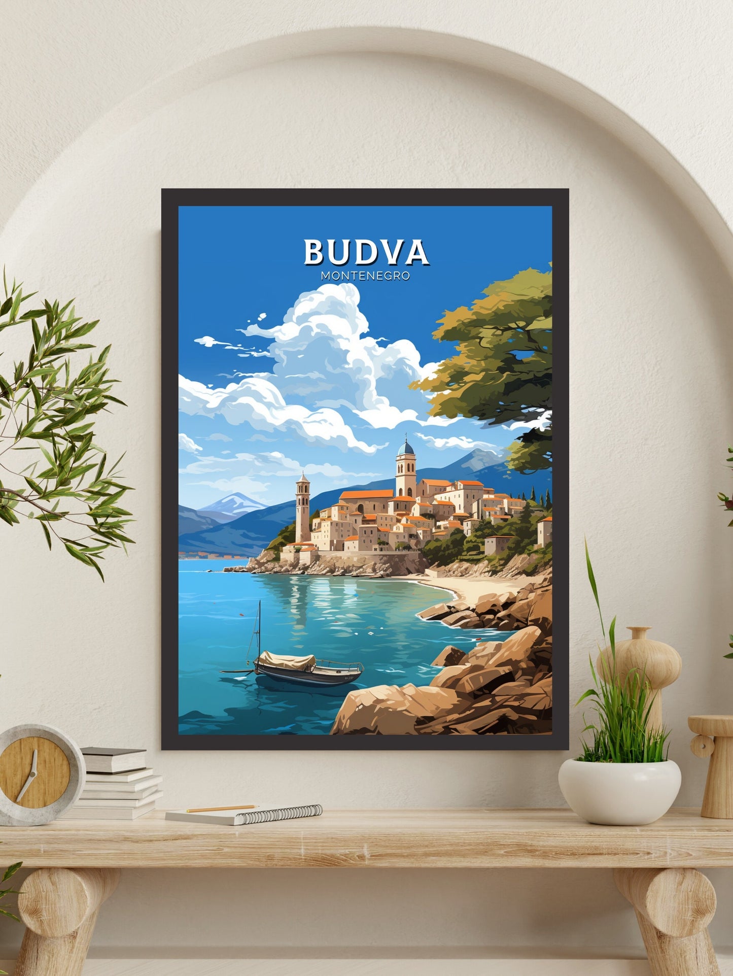 Budva Poster | Budva Travel Print | Travel Gifts | Montenegro Print | Budva Wall Art | Housewarming Gift | Budva Montenegro ID 724