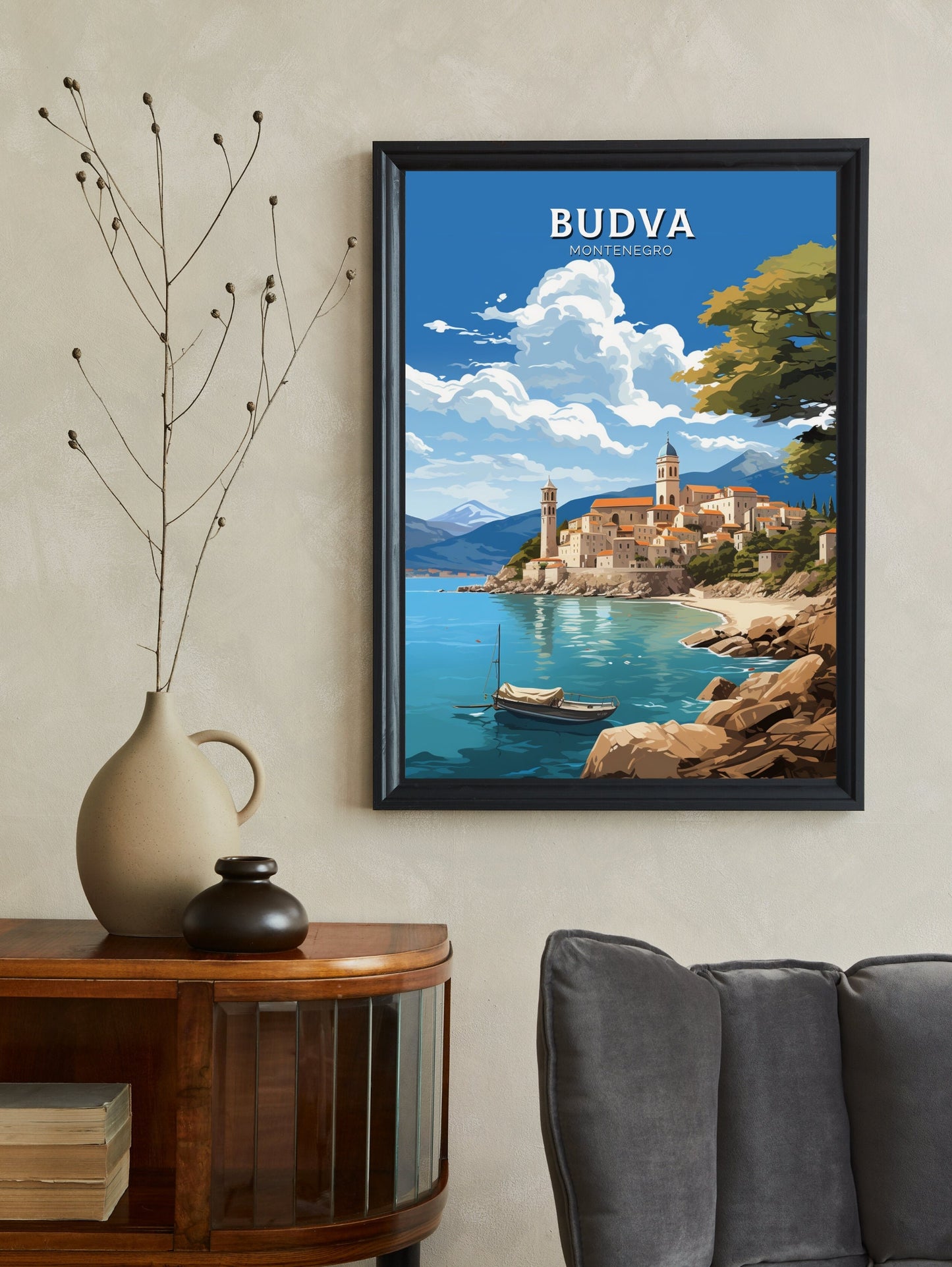 Budva Poster | Budva Travel Print | Travel Gifts | Montenegro Print | Budva Wall Art | Housewarming Gift | Budva Montenegro ID 724