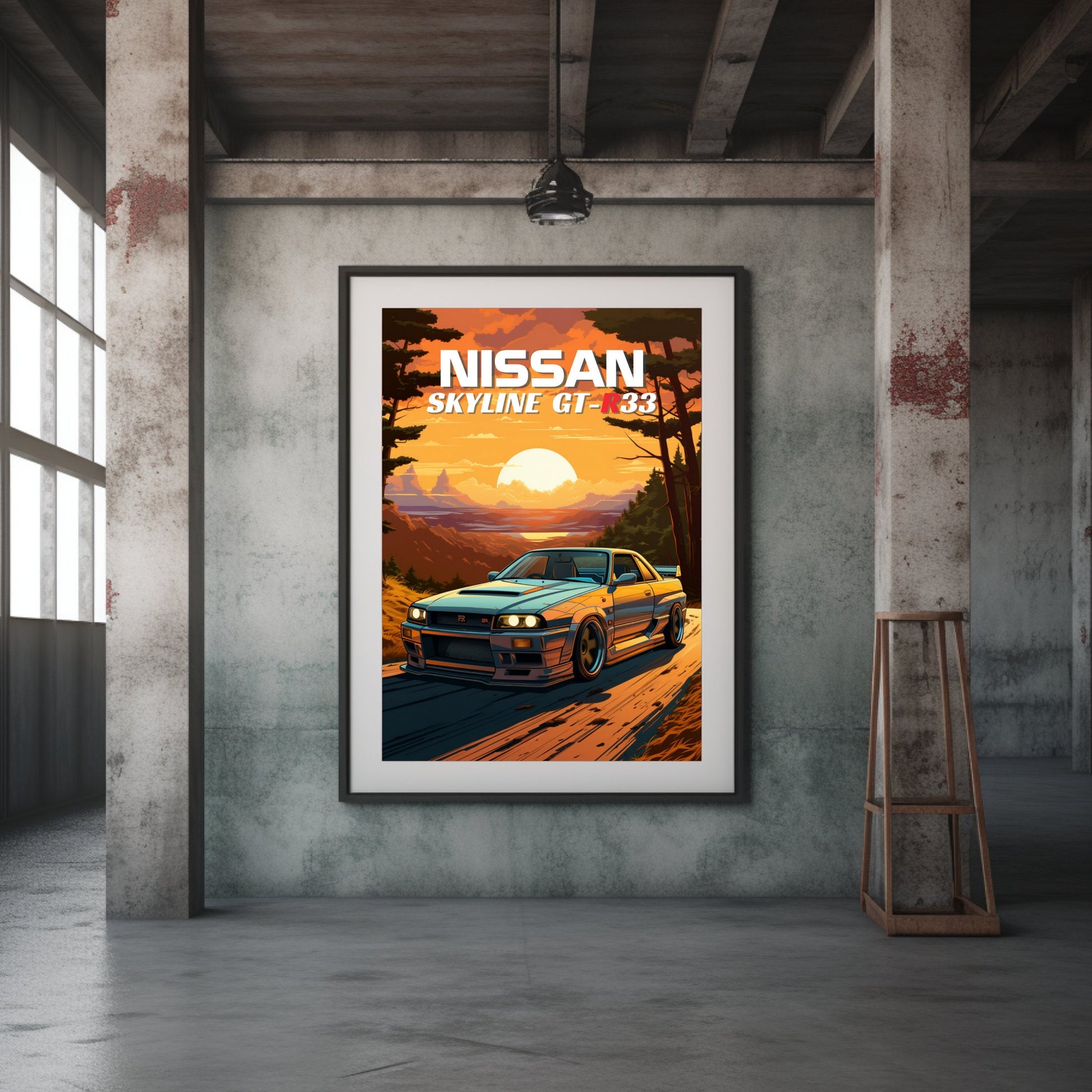 1990s Nissan Skyline GT-R R33 Poster