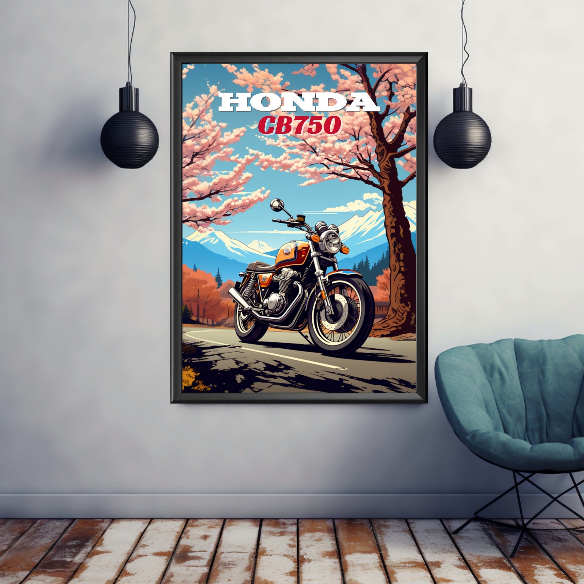 Honda CB750 Poster, Motorcycle Print, Honda CB750 Print, Motorbike Print, Bike Art, Bike Poster, Classic Bike Print, Vintage Bike Print