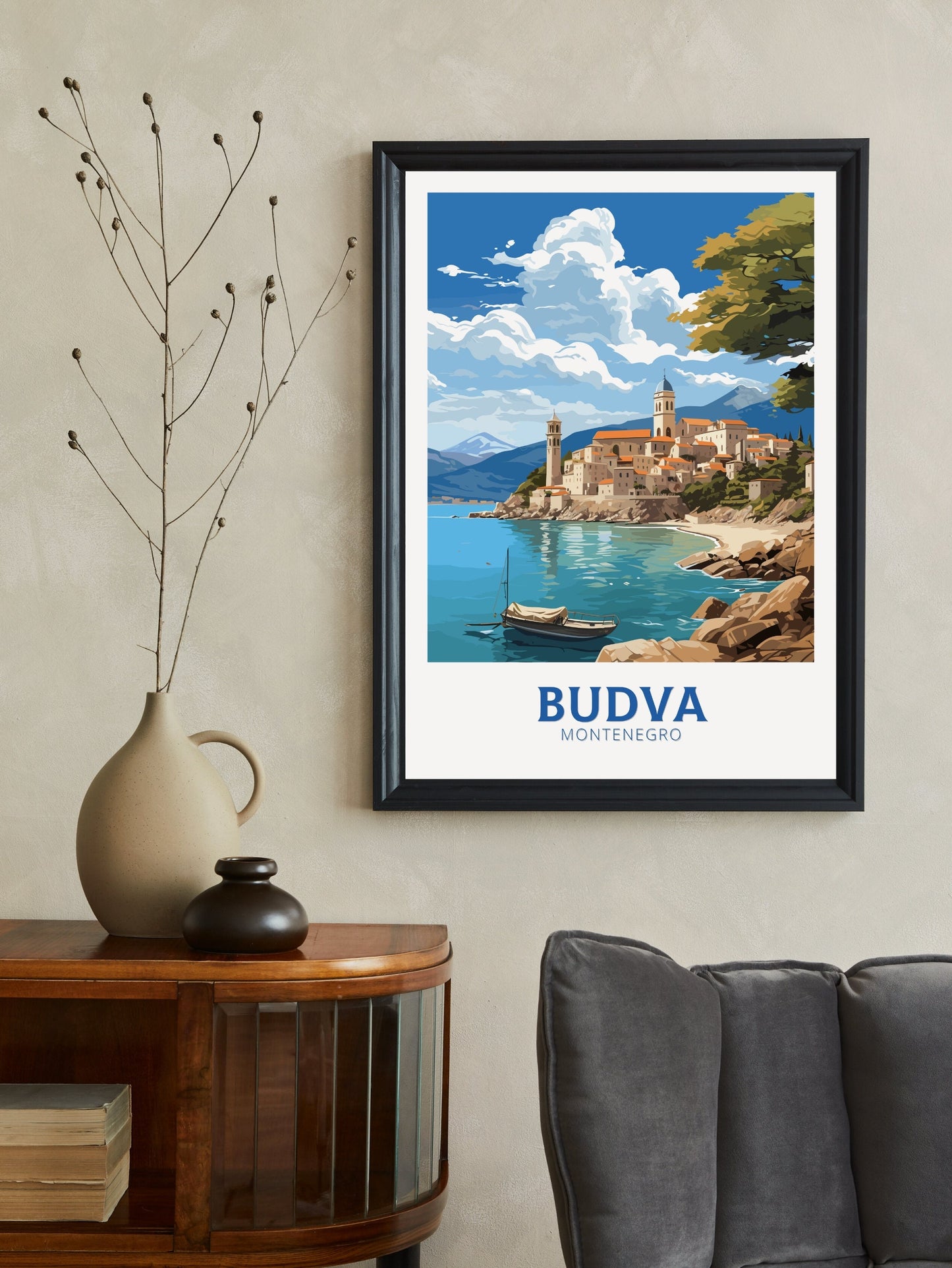 Budva Travel Print | Budva Poster | Travel Gifts | Montenegro Print | Budva Wall Art | Housewarming Gift | Budva Montenegro ID 726