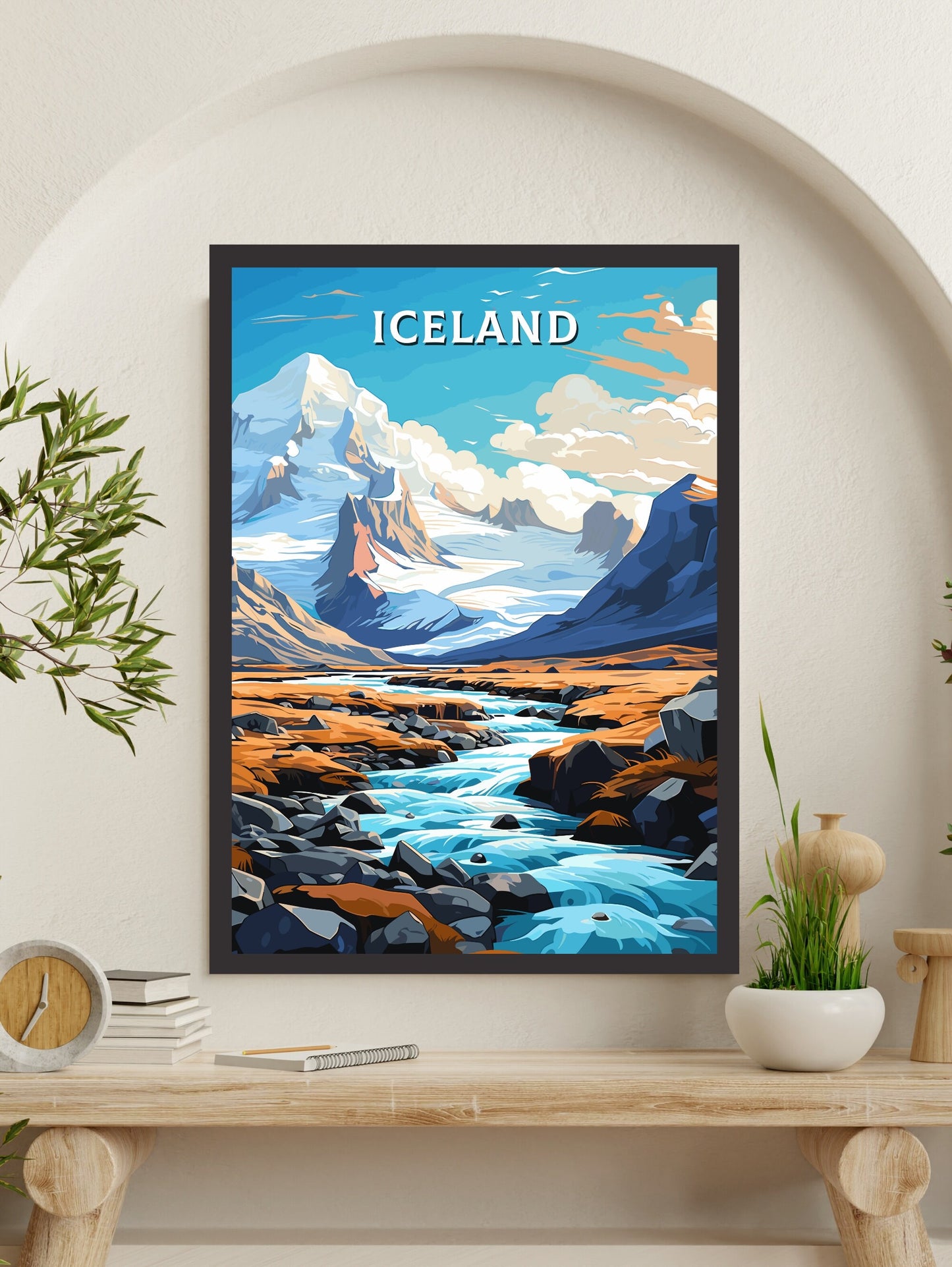 Iceland Illustration | Iceland Wall Art | Iceland Travel Print | Iceland Poster | Iceland Home Décor | Vatnajökull National Park | ID 730