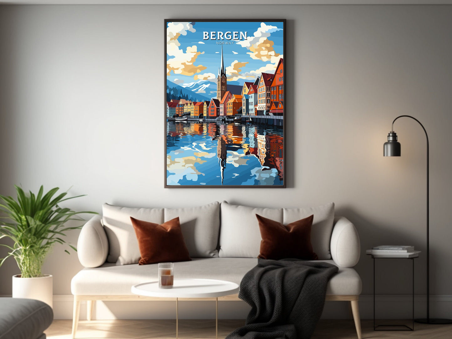 Bergen Poster | Bergen Print | Bergen Norway | Bergen Wall Art | Travel Gift | Norway Print | Norway Art | Bergen Art Poster | ID 745