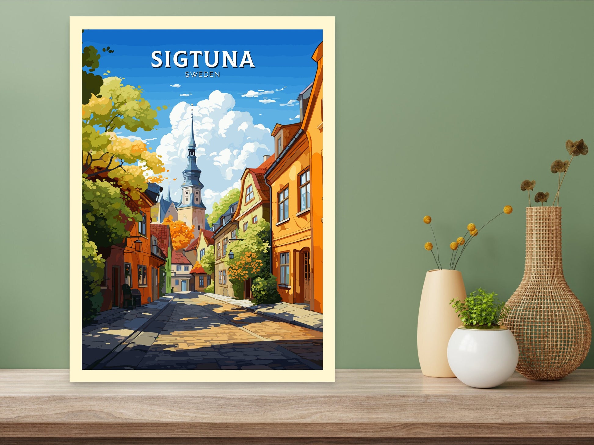 Sigtuna Print | Sigtuna Travel Poster | Sigtuna Illustration | Sweeden Print | Sweeden Home Décor | Sigtuna Art | Sweeden Poster | ID 740