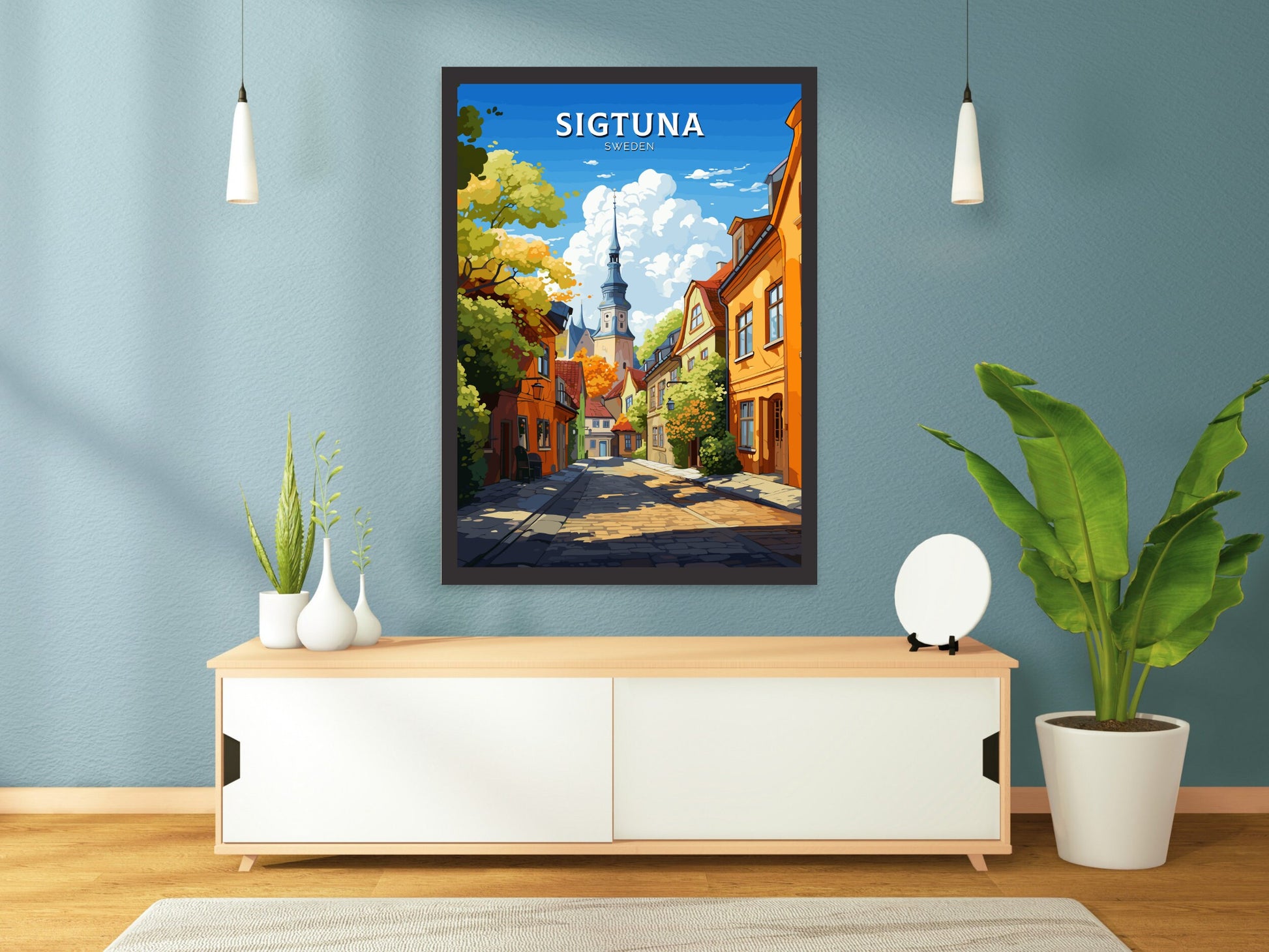 Sigtuna Print | Sigtuna Travel Poster | Sigtuna Illustration | Sweeden Print | Sweeden Home Décor | Sigtuna Art | Sweeden Poster | ID 740