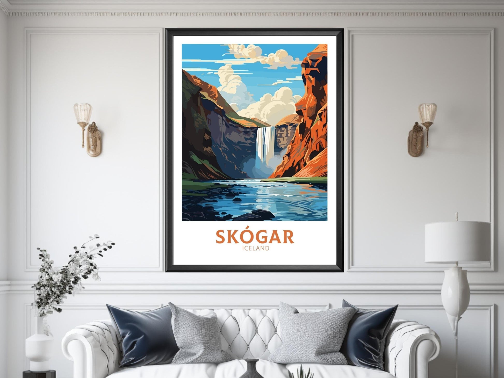 Skógar Travel Poster | Skógar Print | Iceland Home Décor | Skógar Poster | Illustration | Iceland Wall Art | Skógafoss Waterfall | ID 736