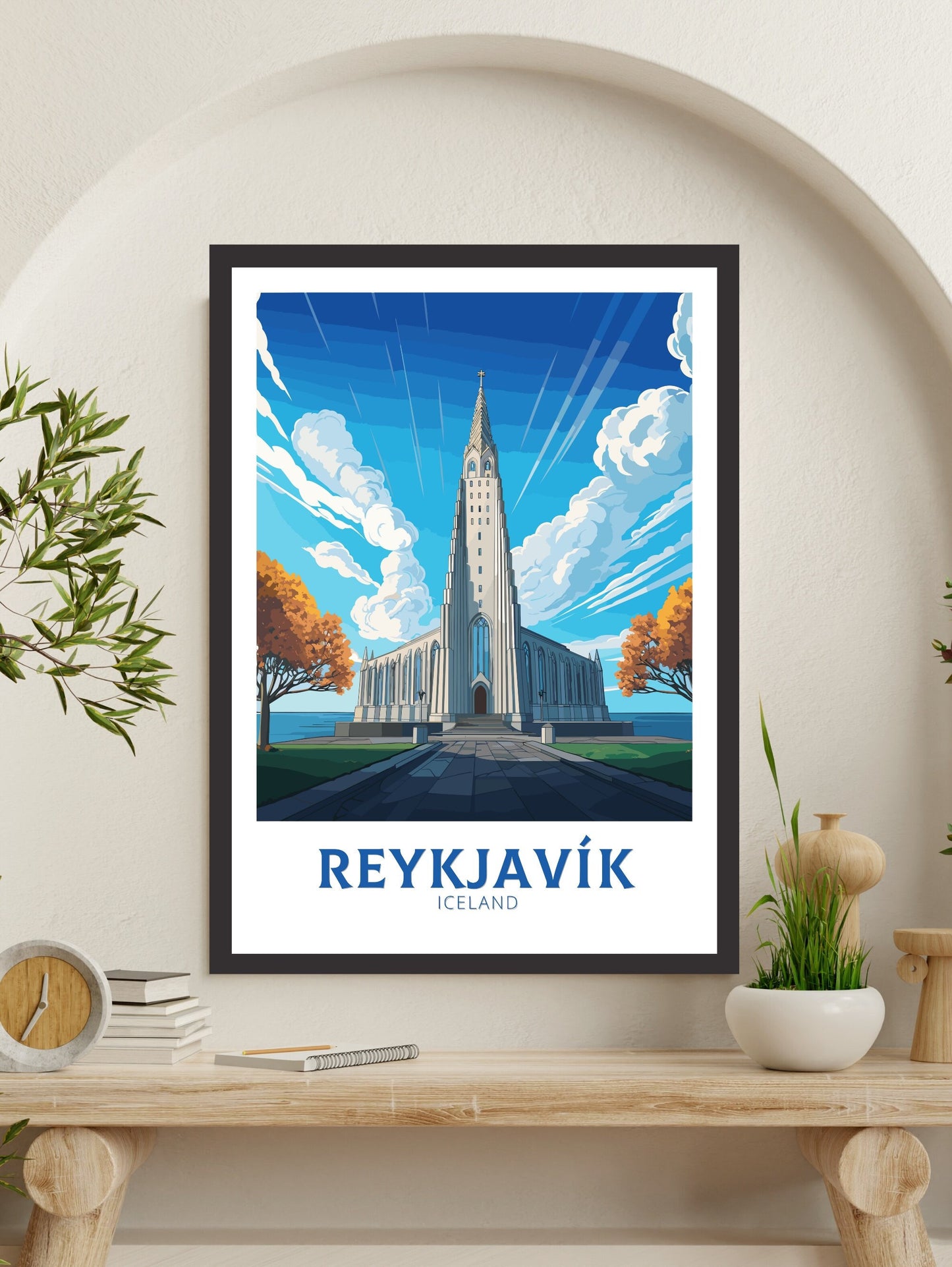 Reykjavik Print | Reykjavik Poster | Reykjavik Illustration | Reykjavik Art | Iceland Print | Reykjavik Home Décor | Hallgrímskirkja ID 737