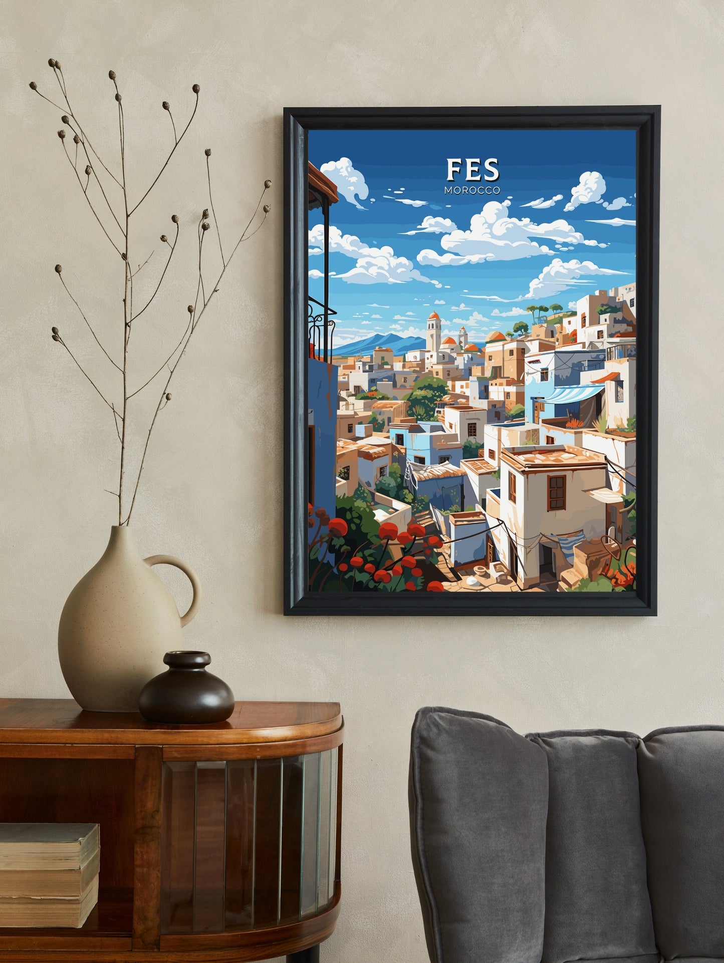 Fes Travel Print | Fes Illustration | Fes Wall Art | Fes Print | Morocco Print | Morocco Home Décor | Fez Poster | Travel gift | ID 750