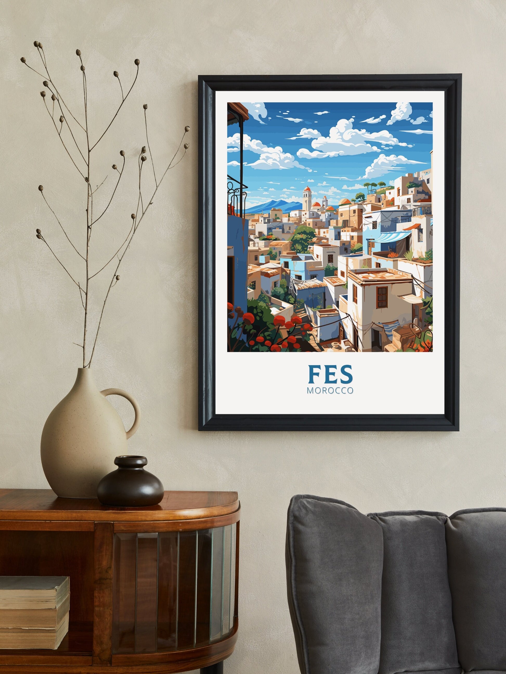 Fes Travel Poster | Fes Illustration | Fes Wall Art | Fes Print | Morocco Print | Morocco Home Décor | Fez Poster | Fes Affiche | ID 751