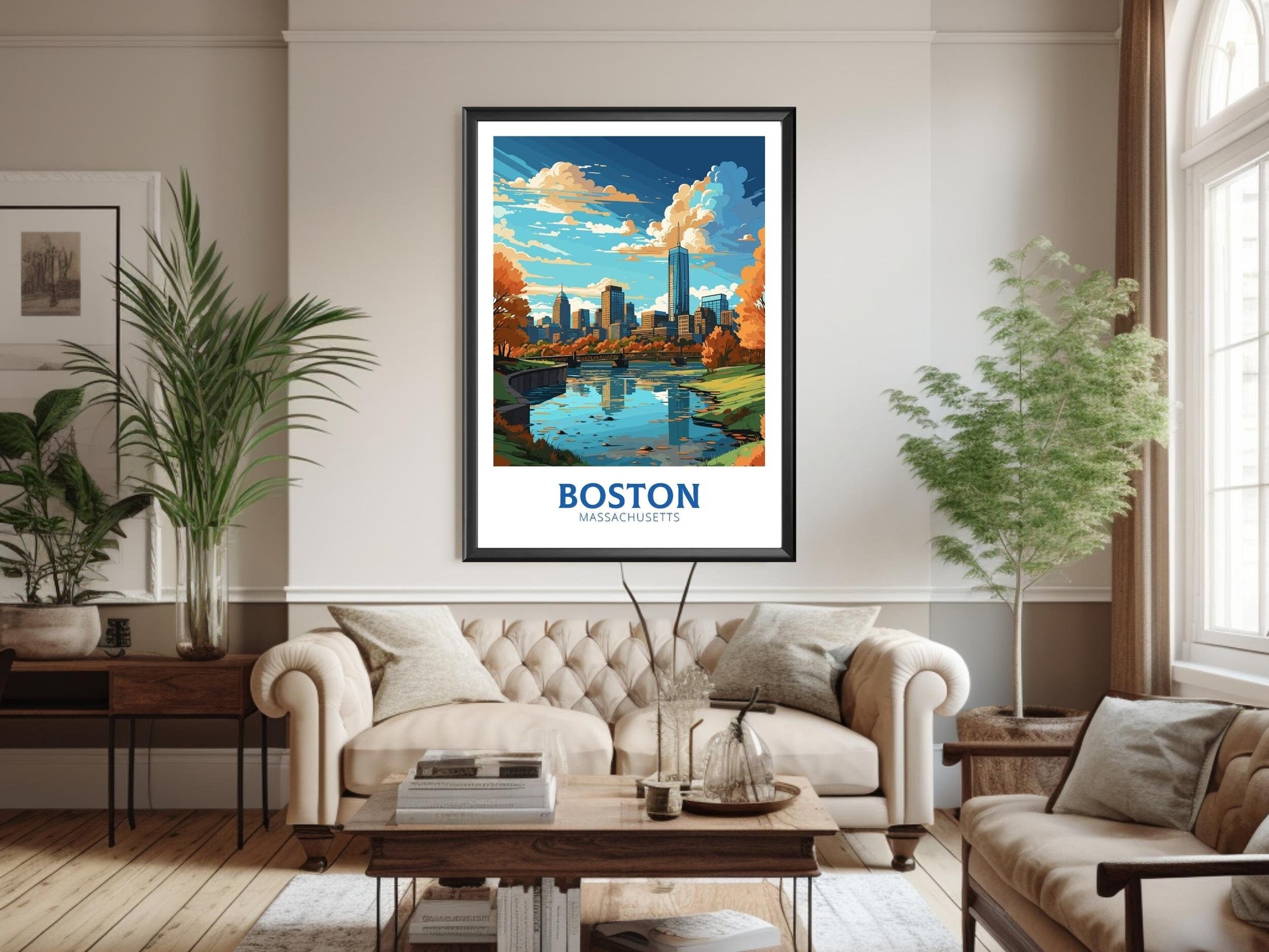 Boston Poster | Boston Travel Print | Boston Illustration | Massachusetts Travel Print | Boston Wall Art | USA Poster | Home Decor ID 761