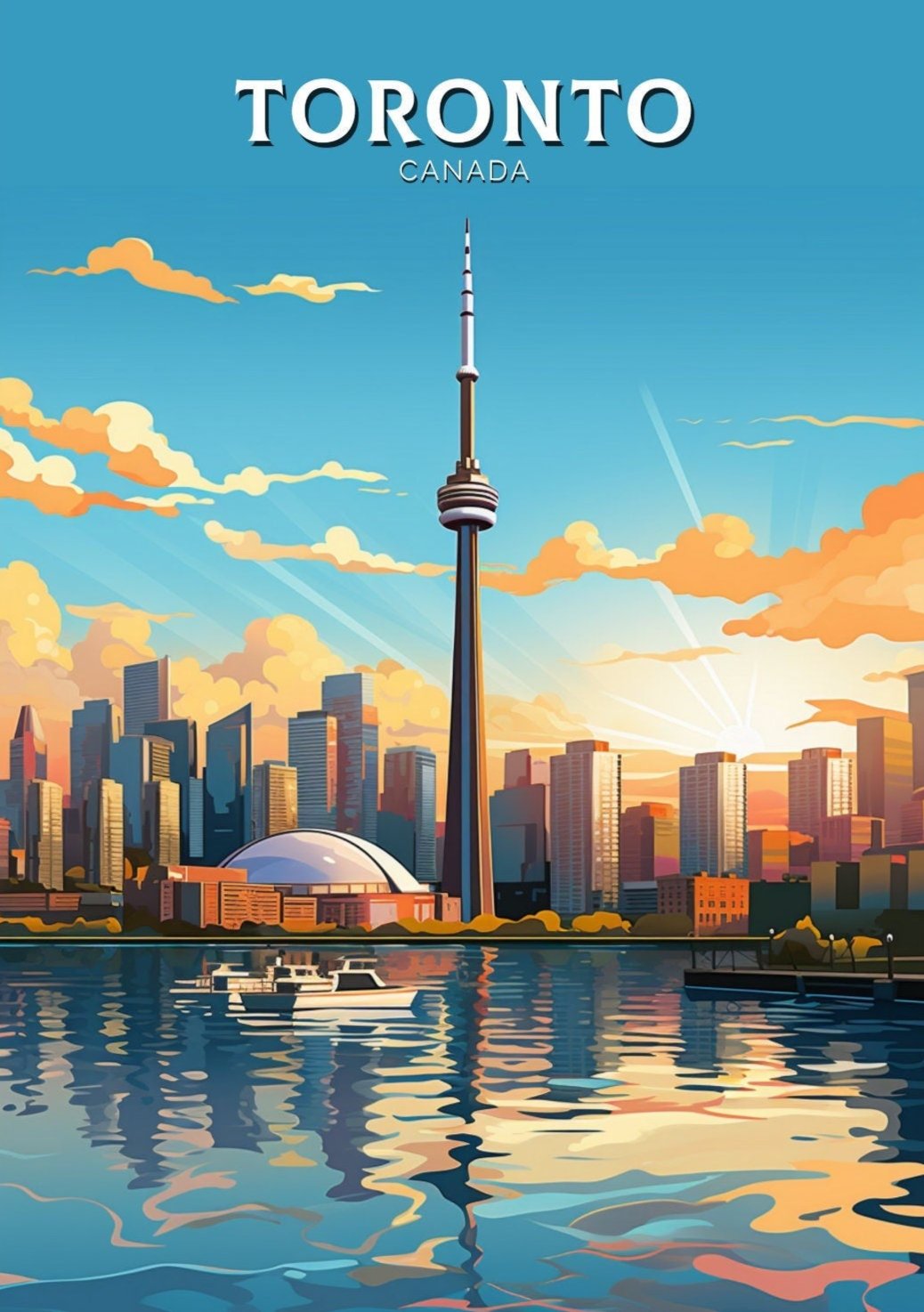 North AmericaTORONTO SKYLINE TRAVEL POSTER - CANADA ARTWORK