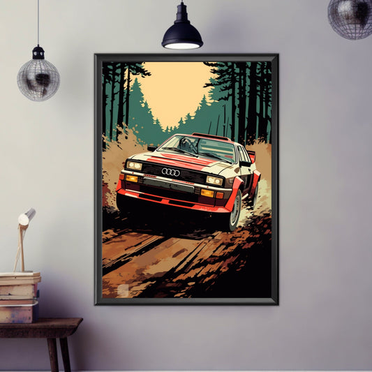 Audi Quattro Poster, 1980s Car Print, Audi Quattro Print, Classic Car Print, Race Car Print, Car Print, Car Poster, Car Art, Rally Car Print