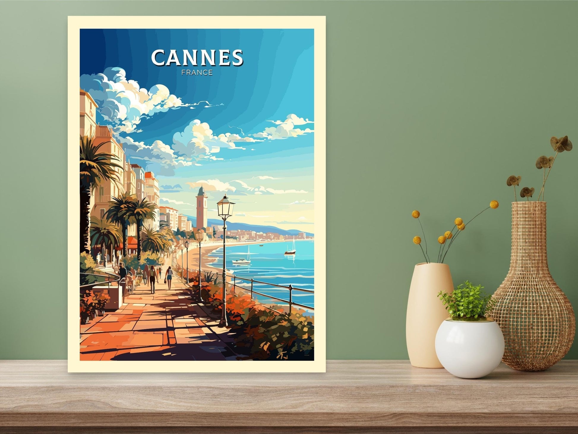 Cannes Travel Print | Cannes Travel Poster | Cannes Wall Art | France Poster | France Home Décor | Cannes Illustration | ID 550