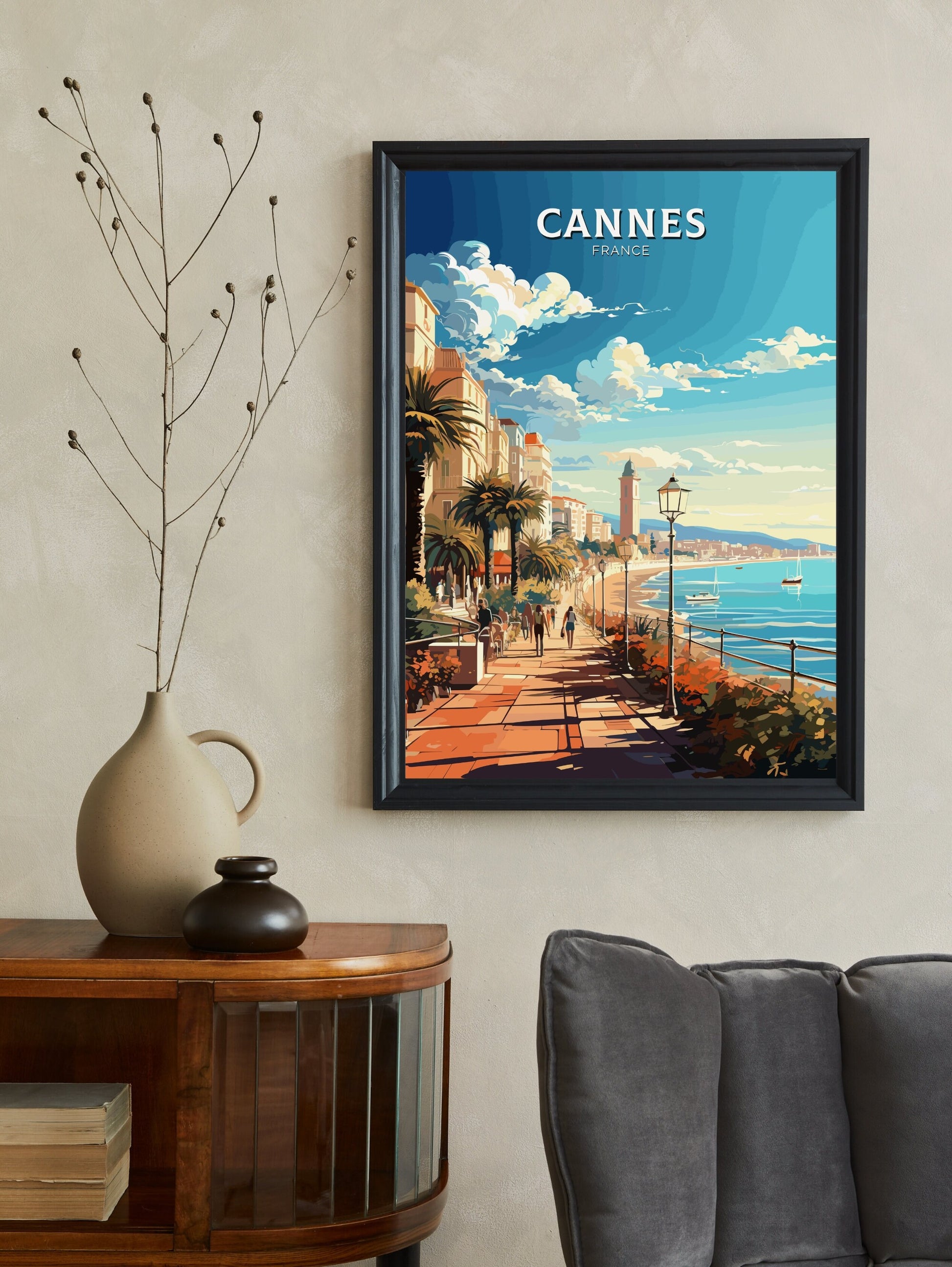 Cannes Travel Print | Cannes Travel Poster | Cannes Wall Art | France Poster | France Home Décor | Cannes Illustration | ID 550