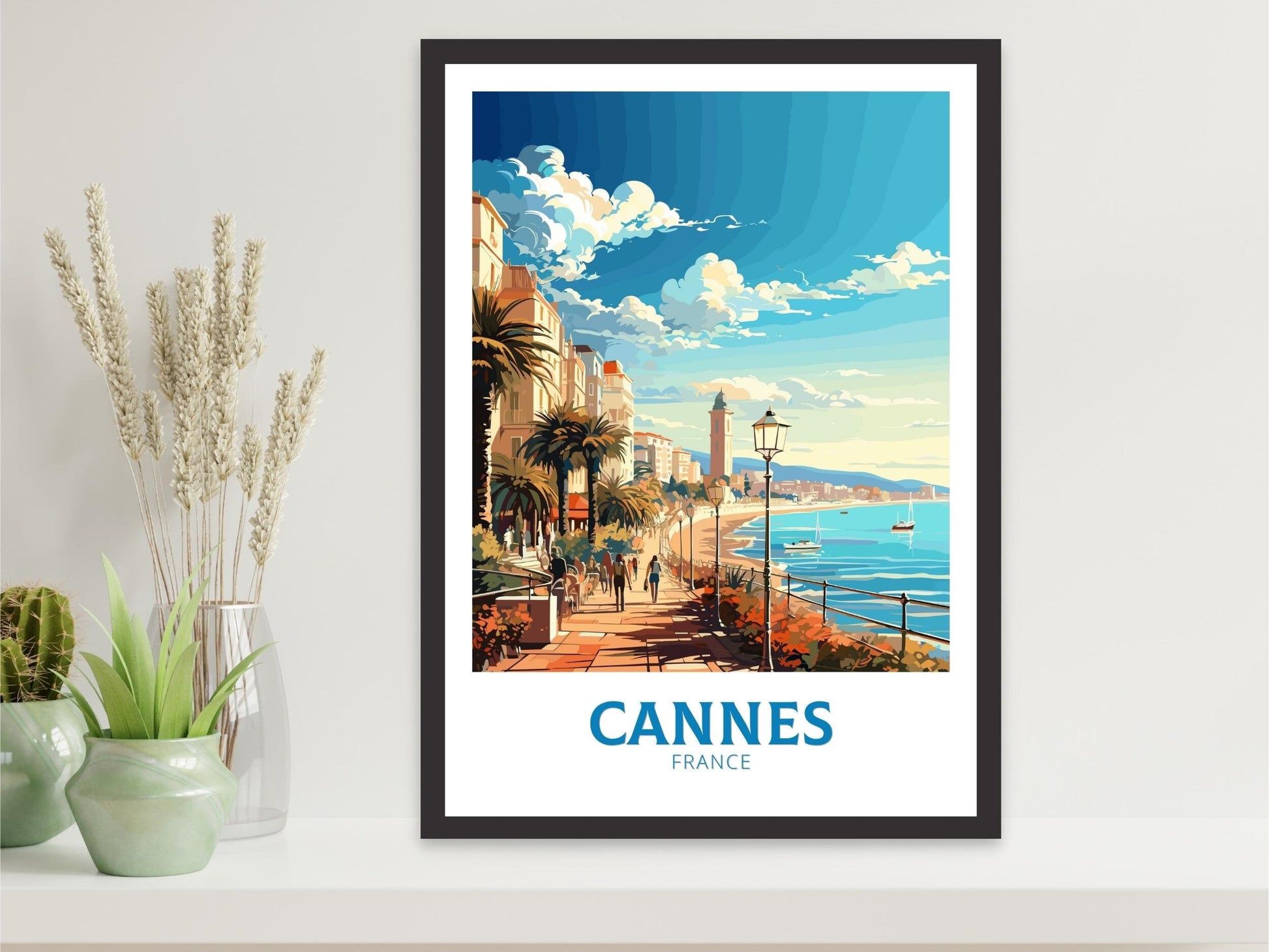 Cannes Travel Poster | Cannes Travel Print | Cannes Wall Art | France Poster | France Home Décor | Cannes Illustration | ID 551