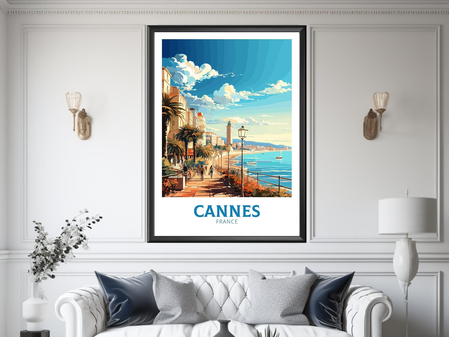 Cannes Travel Poster | Cannes Travel Print | Cannes Wall Art | France Poster | France Home Décor | Cannes Illustration | ID 551