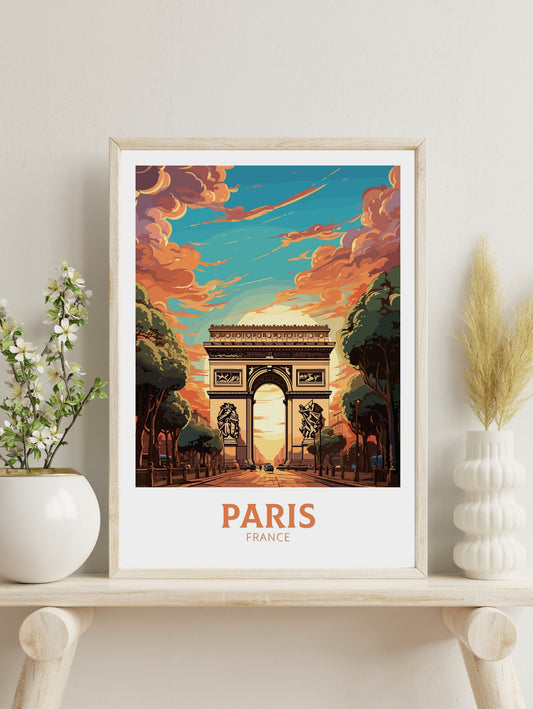 Paris Arc de Triomphe Poster | Arc de Triomphe Print | Paris Travel Print | Paris Wall Art | France Print | Paris Painting ID 553