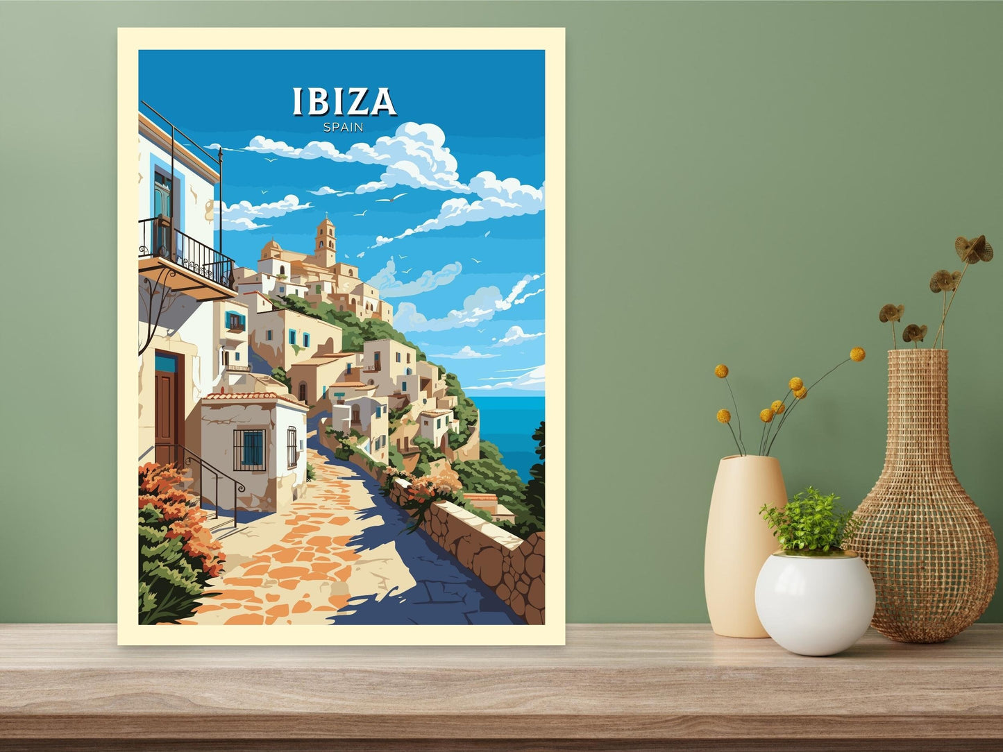 Ibiza Travel Poster | Ibiza Illustration | Ibiza Wall Art | Ibiza Print | Spain Poster | Spain Home Decor | Spain Poster | ID 558