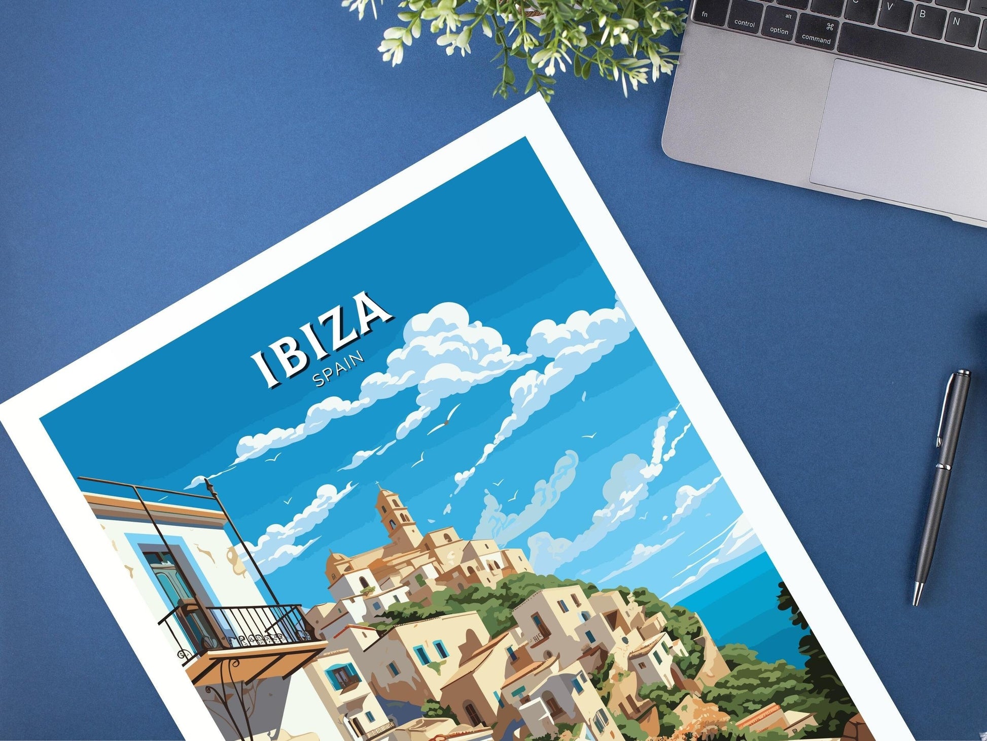 Ibiza Travel Poster | Ibiza Illustration | Ibiza Wall Art | Ibiza Print | Spain Poster | Spain Home Decor | Spain Poster | ID 558