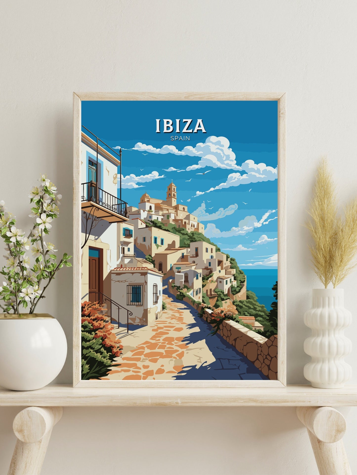 Ibiza Travel Poster | Ibiza Illustration | Ibiza Wall Art | Ibiza Print | Spain Poster | Spain Home Decor | Spain Poster | ID 558