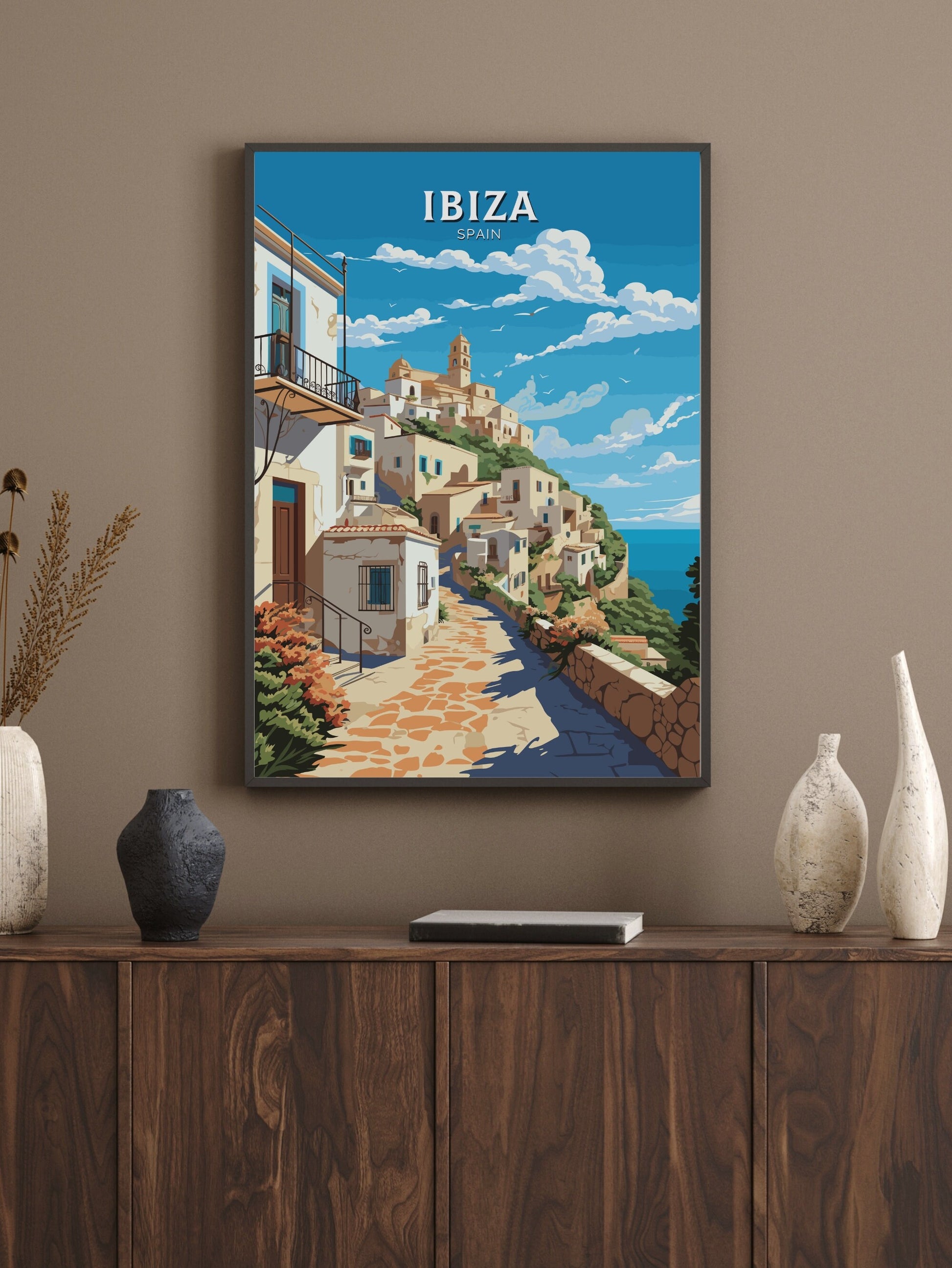 Ibiza Travel Poster | Ibiza Illustration | Ibiza Wall Art | Ibiza Print | Spain Poster | Spain Home Decor | Spain Poster | ID 558