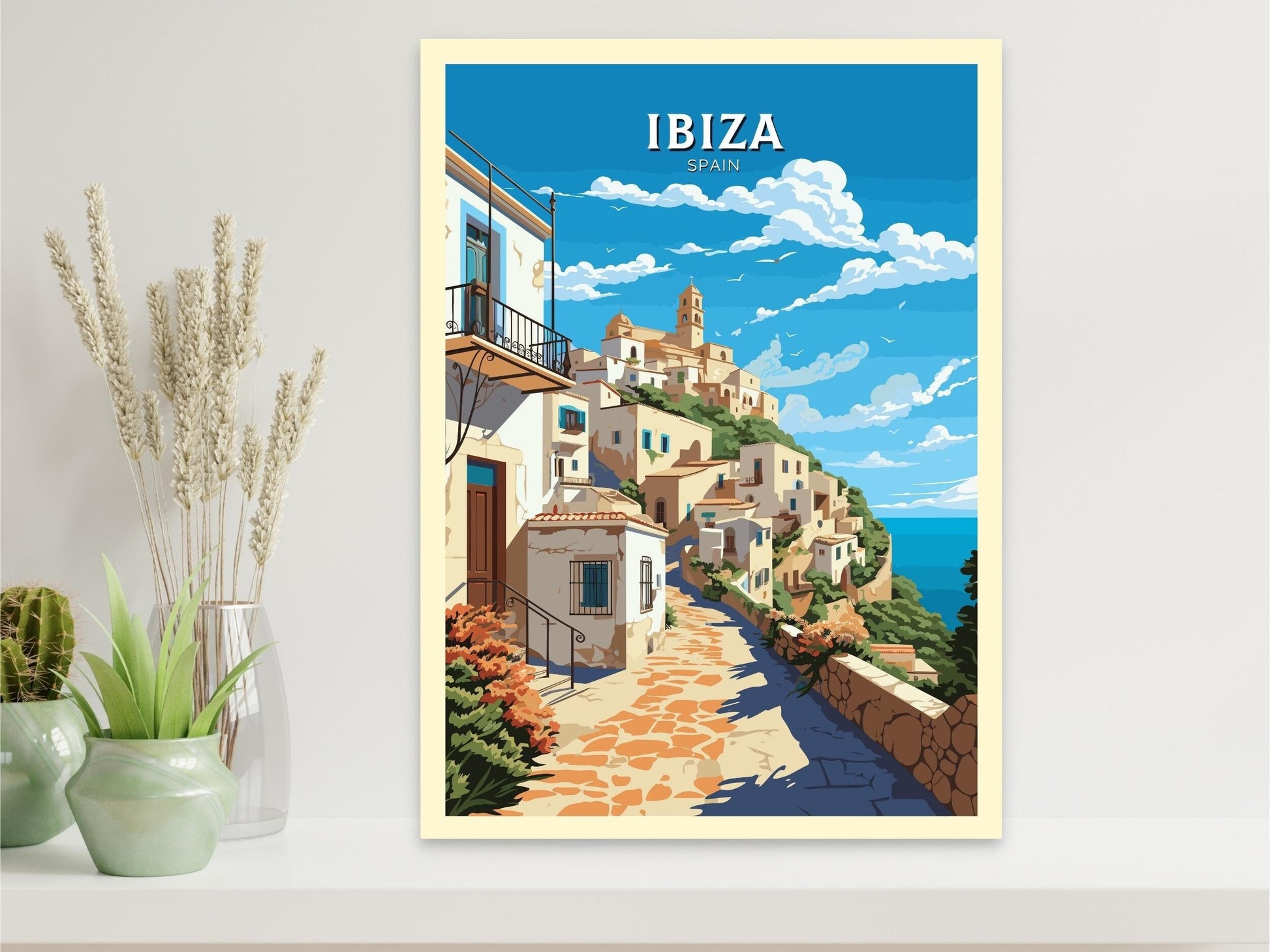 Ibiza Travel Poster | Ibiza Illustration | Ibiza Wall Art | Ibiza Print | Spain Poster | Spain Home Decor | Spain Poster | ID 558