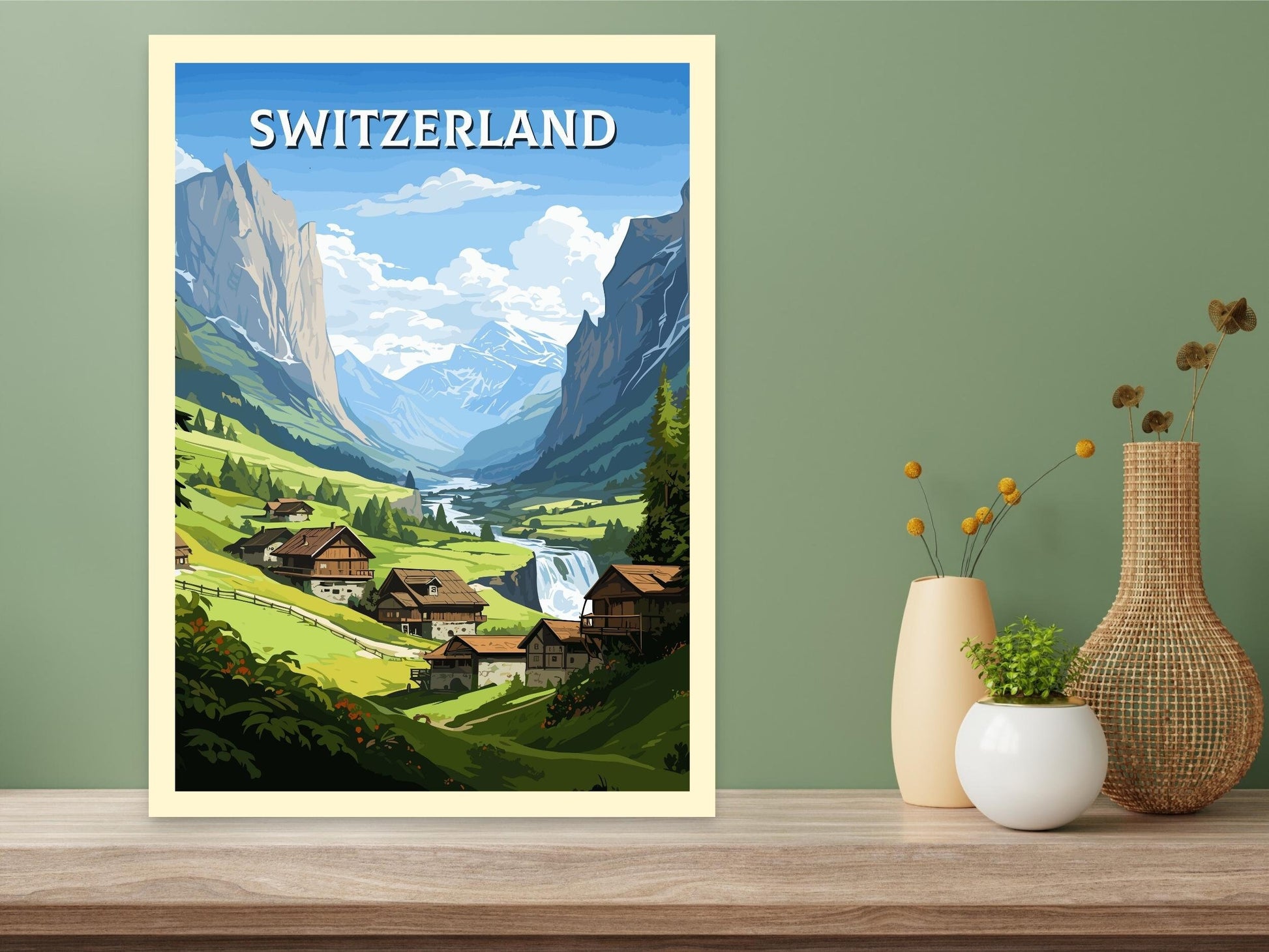 Switzerland Travel Poster | Switzerland Travel Print | Switzerland Illustration | Switzerland Wall Art | Switzerland Print | ID 766