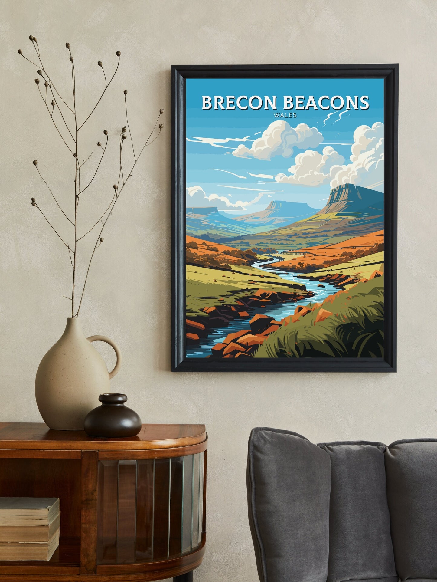 Brecon Beacons Poster | Wales Travel Print | Wales Illustration | Brecon Beacons Wall Art | Wales Poster | Brecon Beacons Print | ID 767