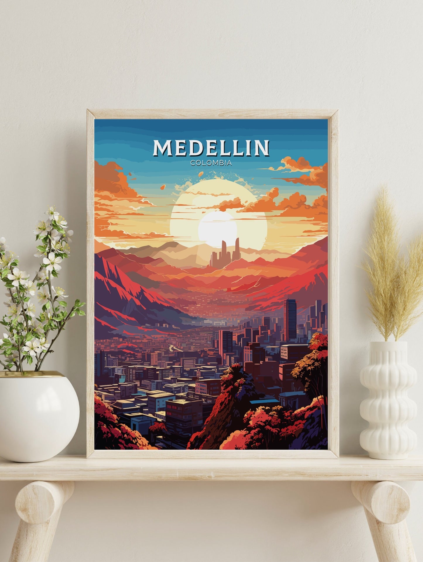 Medellin Travel Poster | Medellin Wall Art | Medellin Print | Medellin Colombia | Housewarming Gift | Colombia Poster