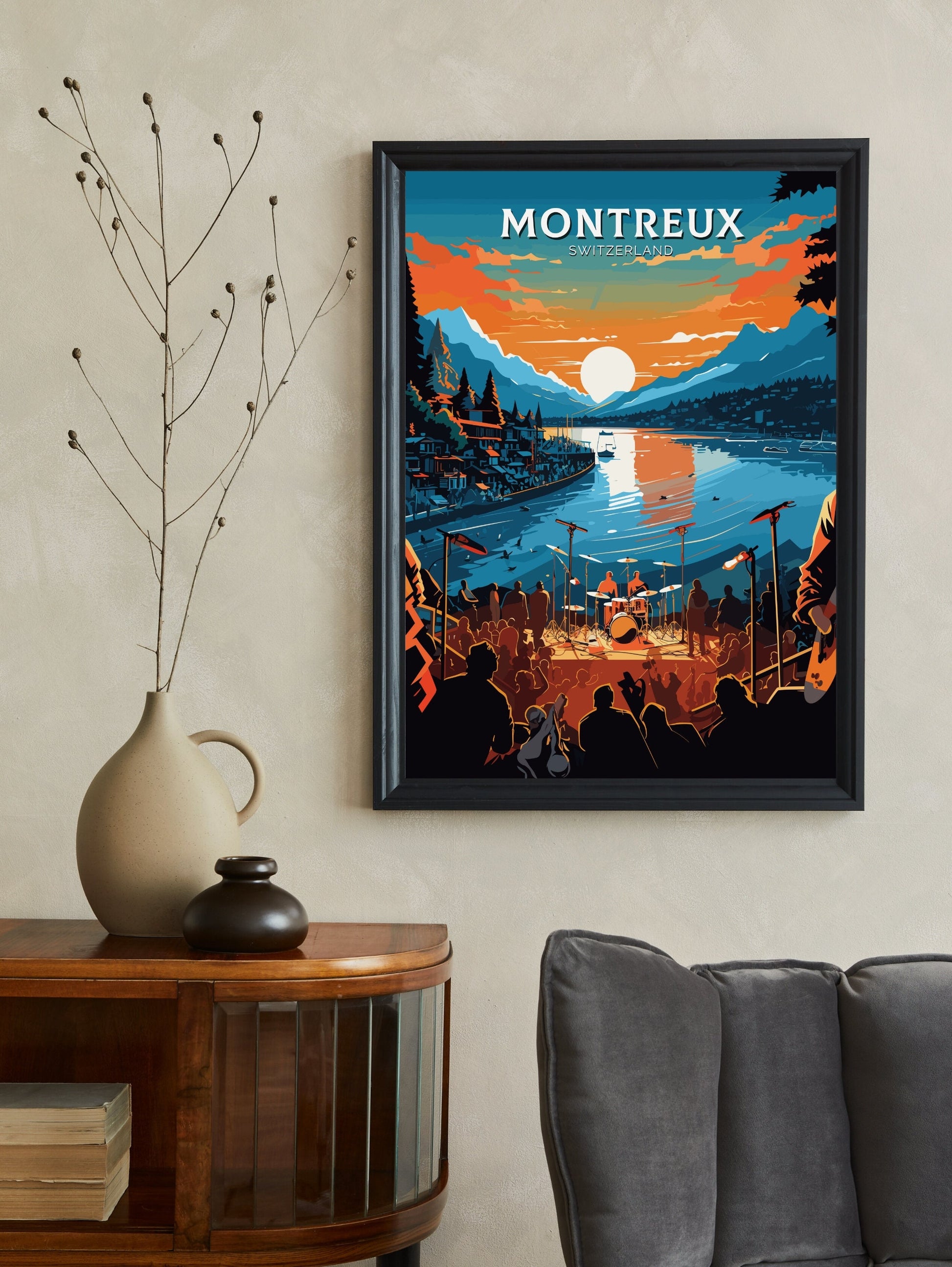 Montreux Travel Poster | Montreux Travel Print | Switzerland Illustration | Montreux Wall Art | Montreux Switzerland Print | ID 772