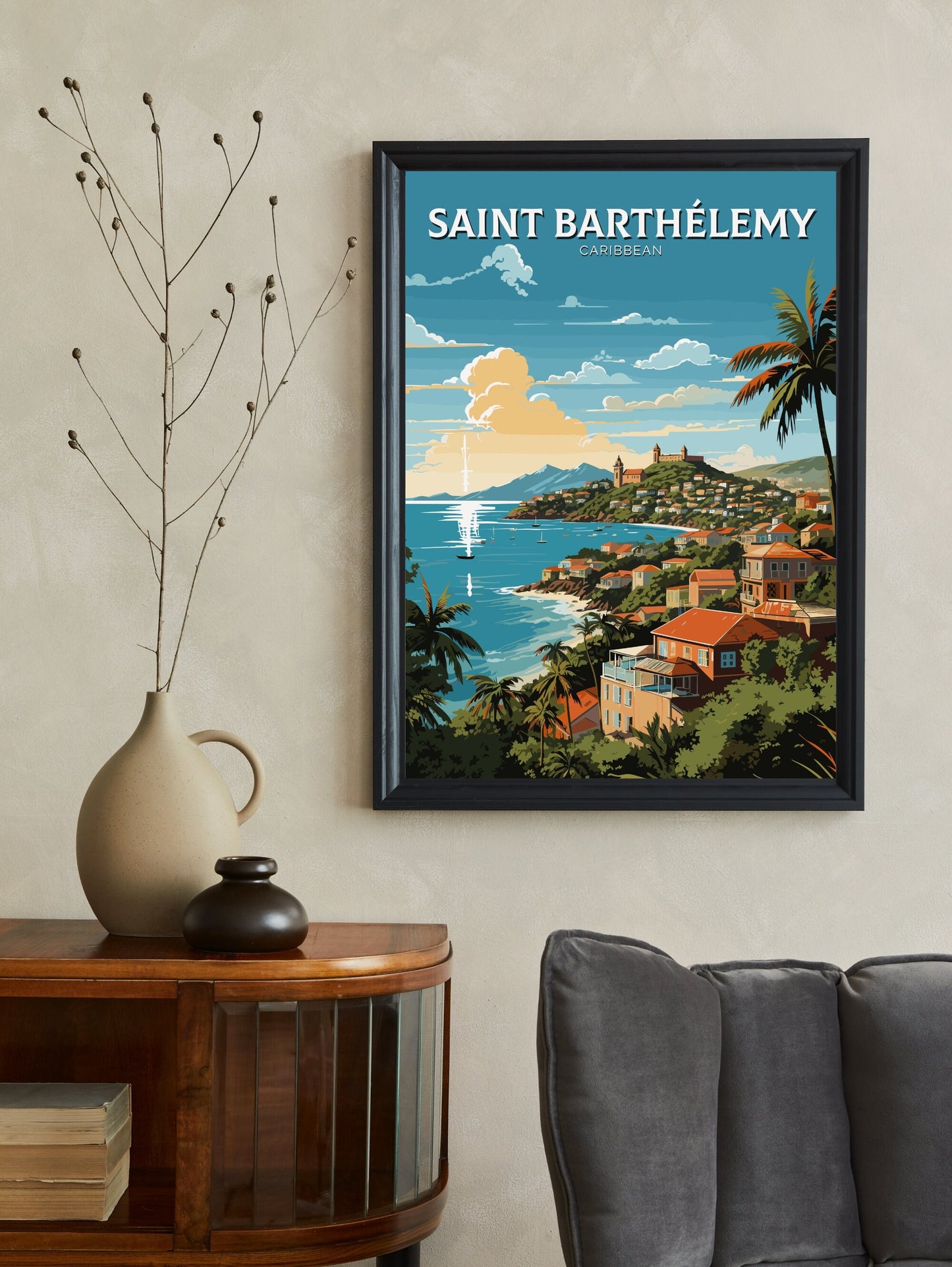 Saint Barthélemy Print | Saint Barthélemy Poster | Illustration | Saint Barthélemy art | Caribbean Wall Art | Caribbean Print | ID 774