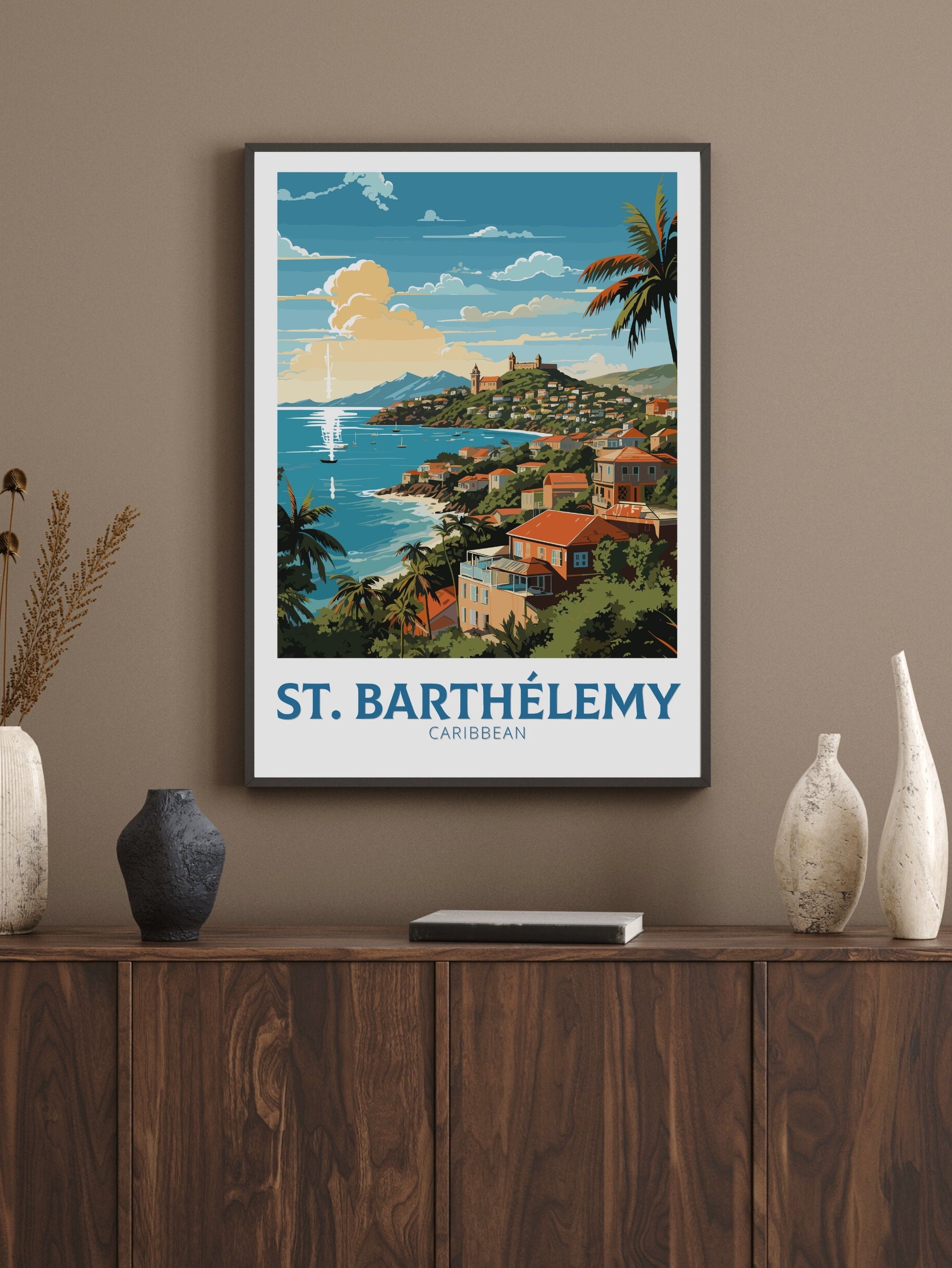 Saint Barthélemy Poster | Saint Barthélemy Print | Illustration | Saint Barthélemy art | Caribbean Wall Art | Caribbean Print | ID 776