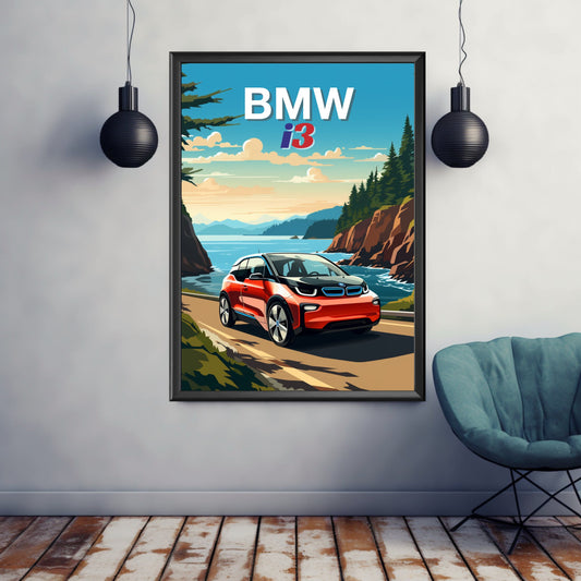 BMW i3 Poster, BMW i3 Print, 2010s Car, Electric Vehicle Print, Car Print, Car Poster, Car Art, Electric Car Print, Modern Classic Car Print